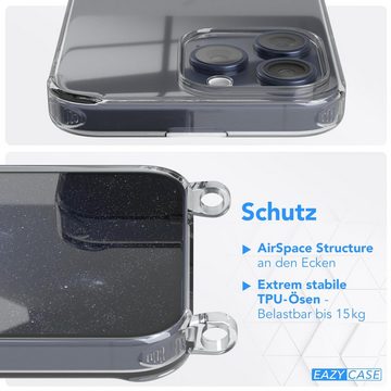 EAZY CASE Handykette Silikon Kette Karabiner für iPhone 15 Pro Max 6,7 Zoll, Handykette zum Umhängen Slim Phone Chain Festivalbag Smartphone Blau