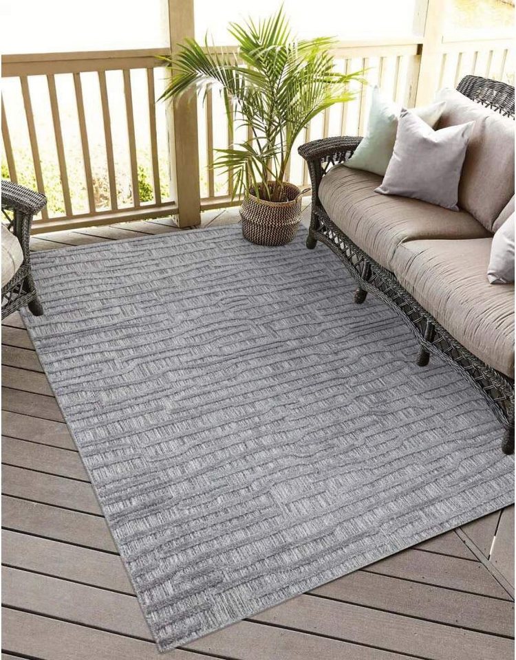 Teppich In-& Outdoorteppich Santorini 450, 3D-Effekt, Gestreift, Carpet  City, rechteckig, Höhe: 5 mm, Wetterfest & UV-beständig für Terrasse,  Balkon, Küche, Flur