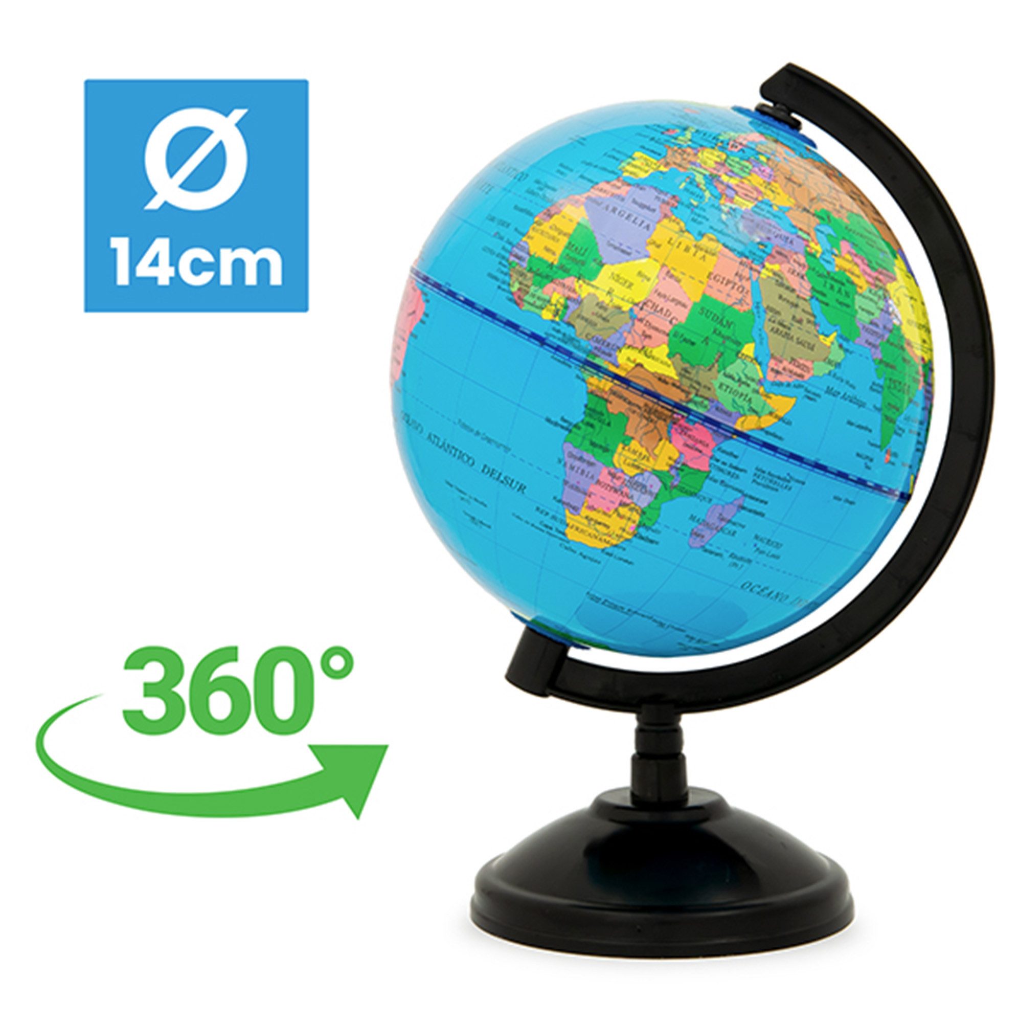 ibettertec Globus Schülerglobus, Drehbarer Globus, Deutsche Karte, (Spar-Set, 1-tlg), Schüler-Geografielehrmittel, Dekorative Raumleuchte