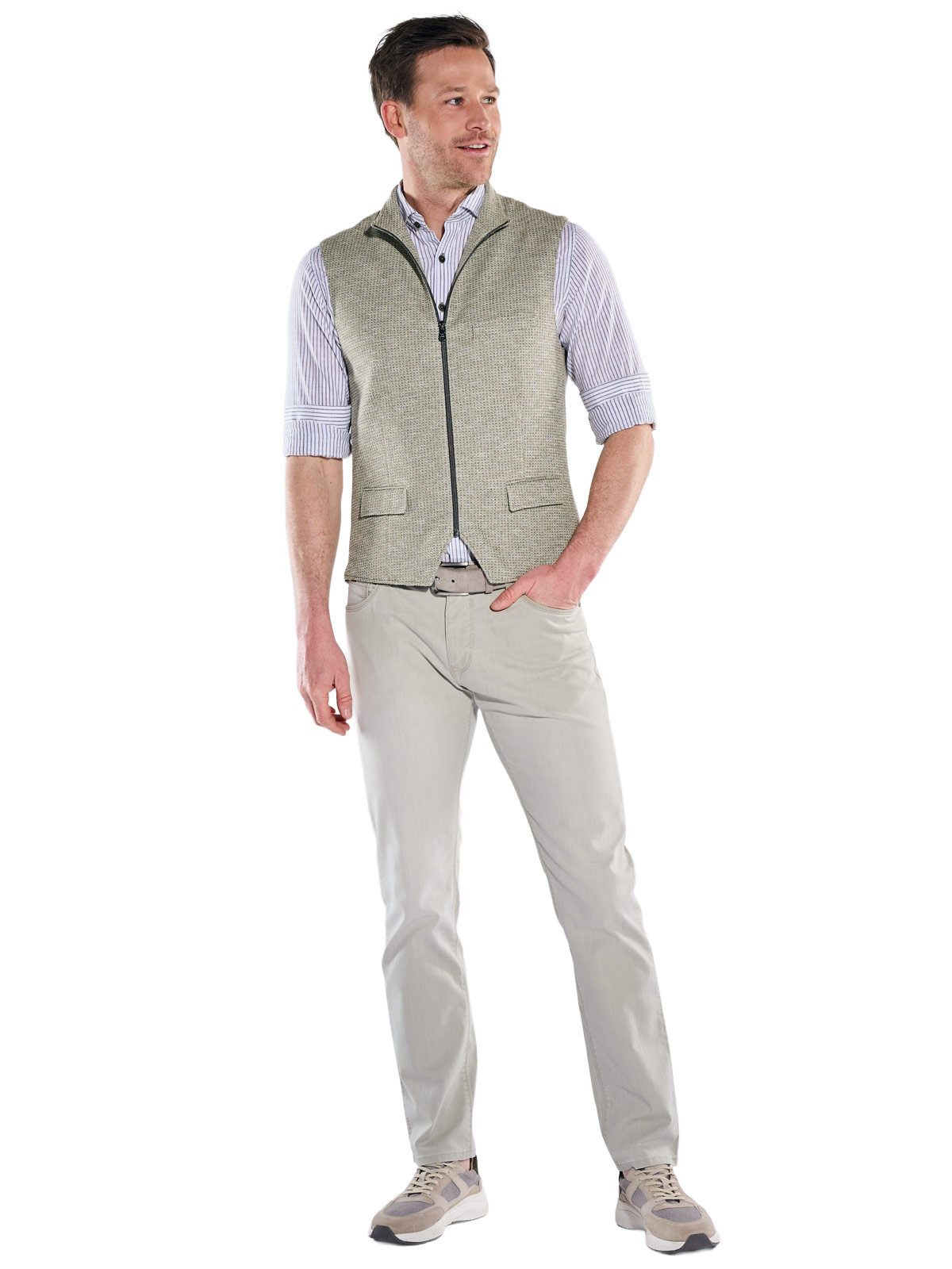 Engbers Anzugweste Herren Sakko-Weste in Waffel-Optik made in Europe, Khaki