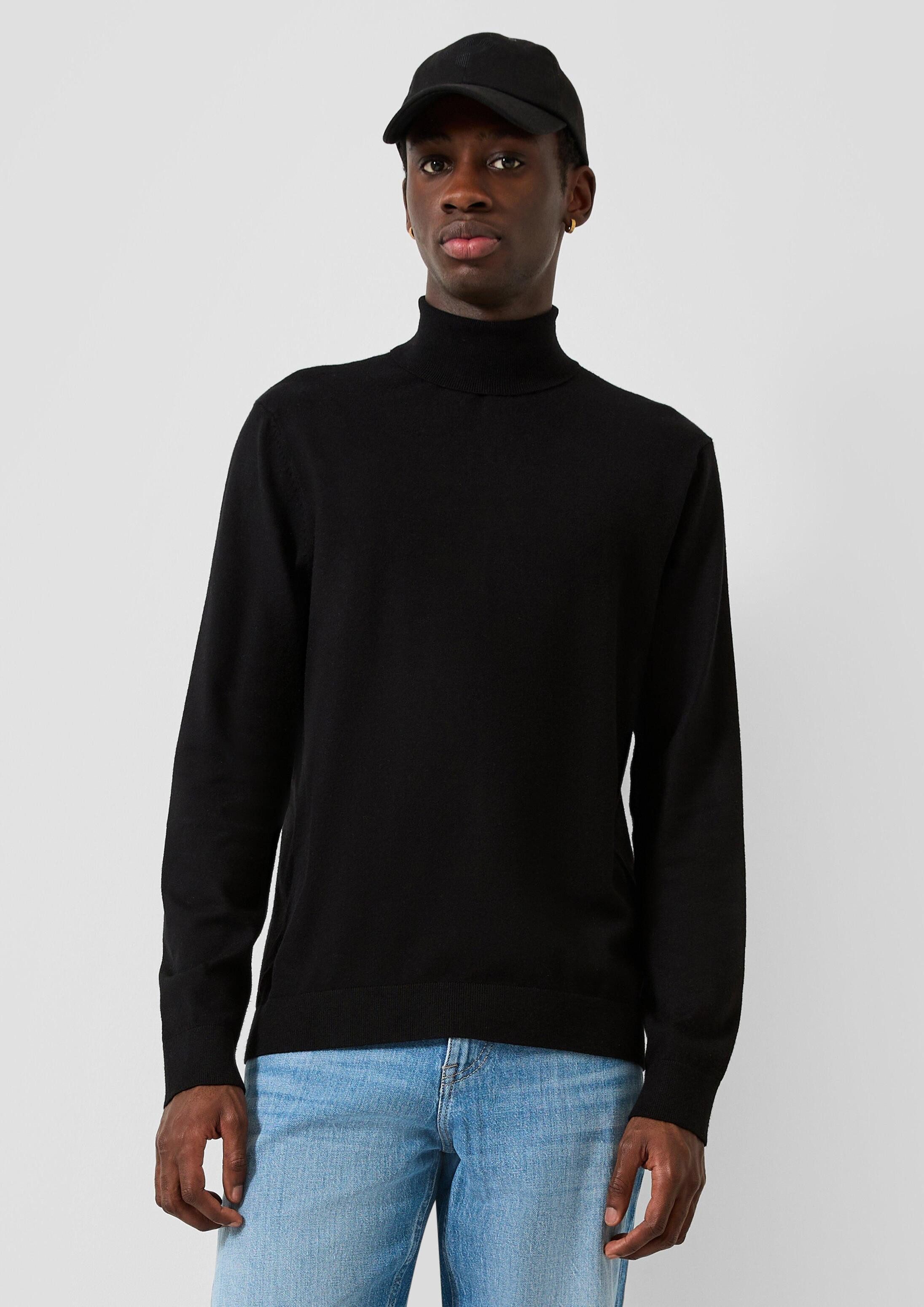 QS Longpullover Strickpullover Rollkragenpullover aus Feinstrick