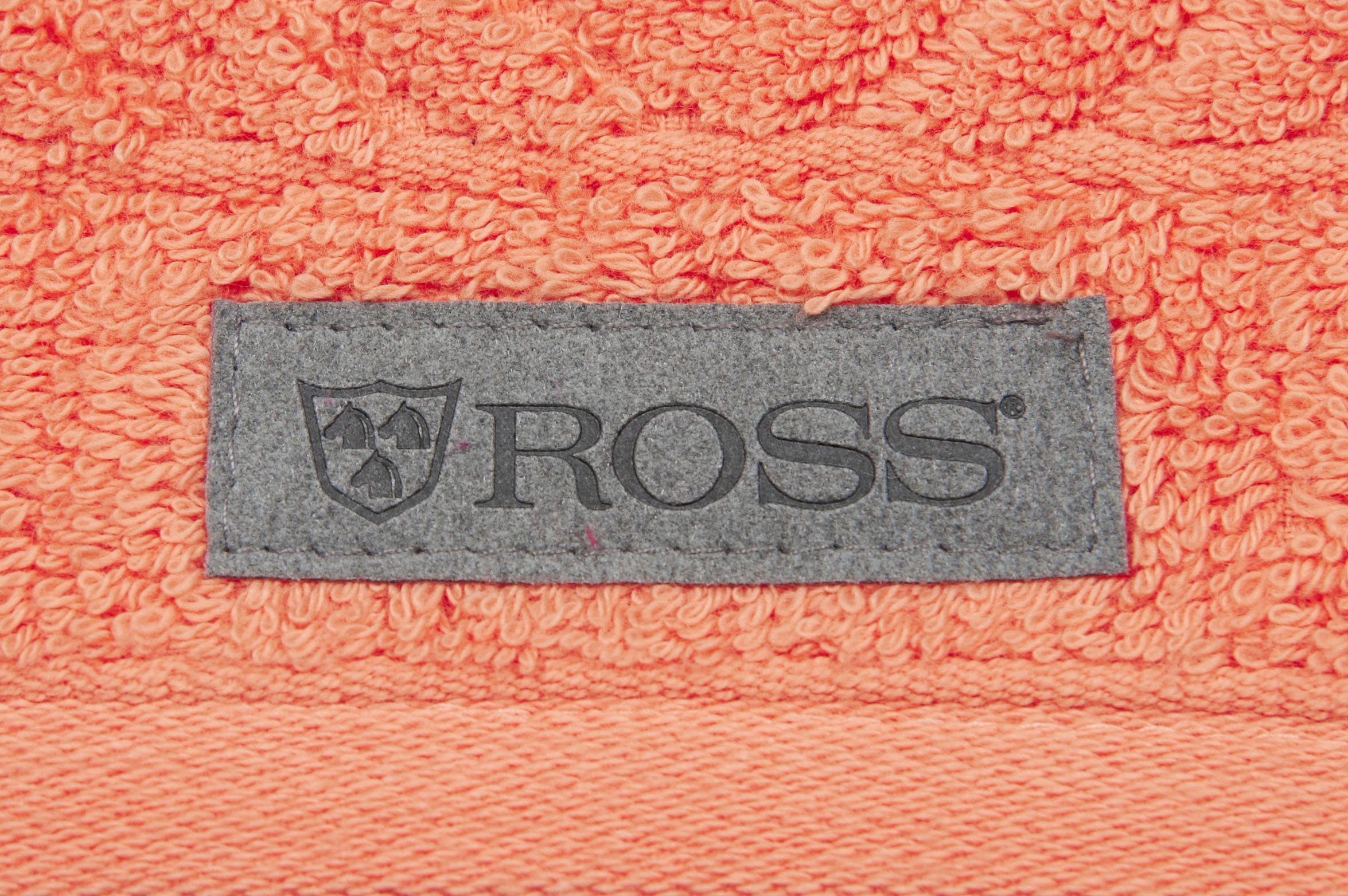 ROSS Uni-Rippe Frottier Smart, nektarine Velourslabel (2-St), mit Handtuch