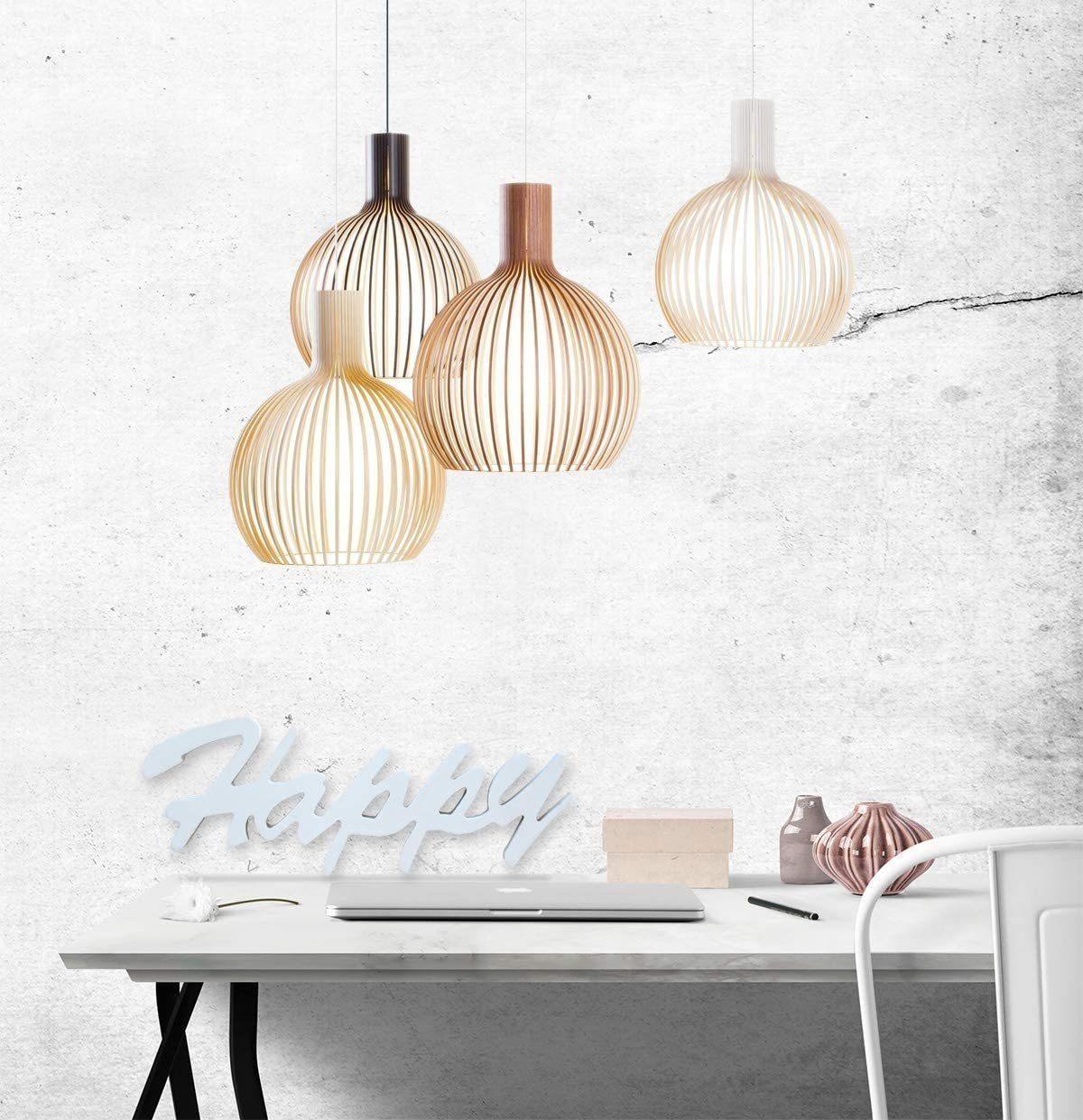 Melko Wanddekoobjekt Dekoschild Schriftzug Happy Schwarz oder Weiß MDF Holz zum aufstellen (Stück, 1 St., Dekoschild Happy), Ideal für inspirierende Home-Dekoration