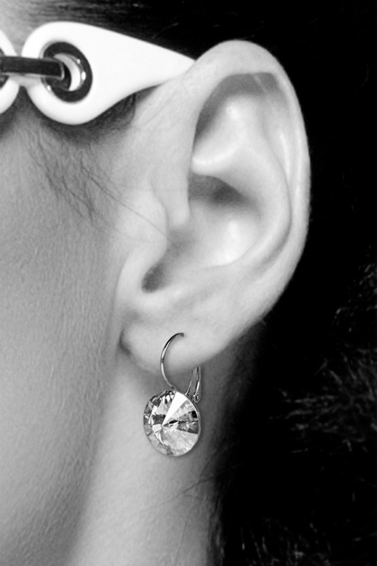LUISIA® Paar Ohrhänger Silberne Ohrringe "Rivoli" mit 12 mm Kristallen von Swarovski® (2-tlg., inkl. Schmuckbox), Große Farbauswahl