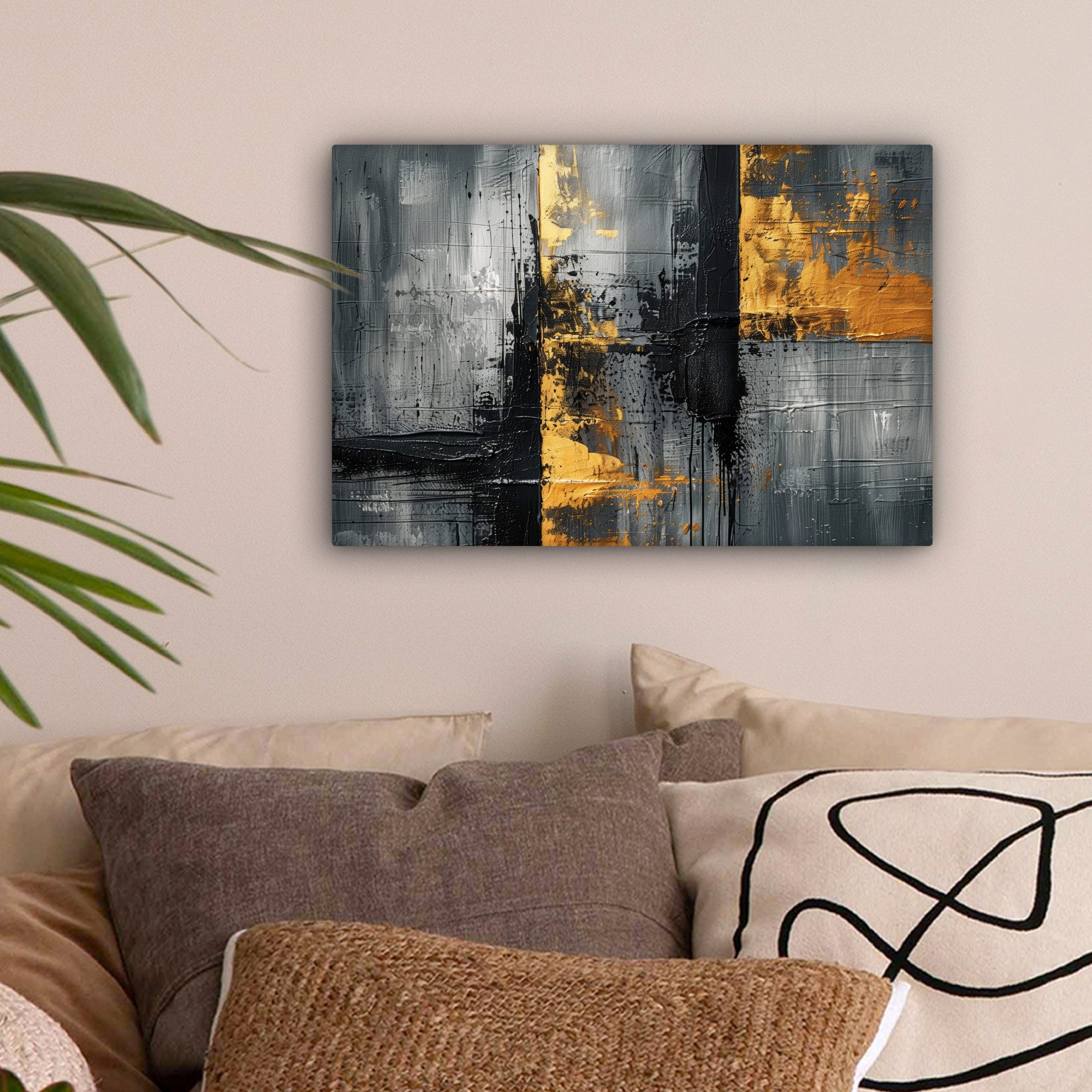 OneMillionCanvasses® Leinwandbild Modern - Gold - Grau - Gemustert, Fotodru günstig online kaufen