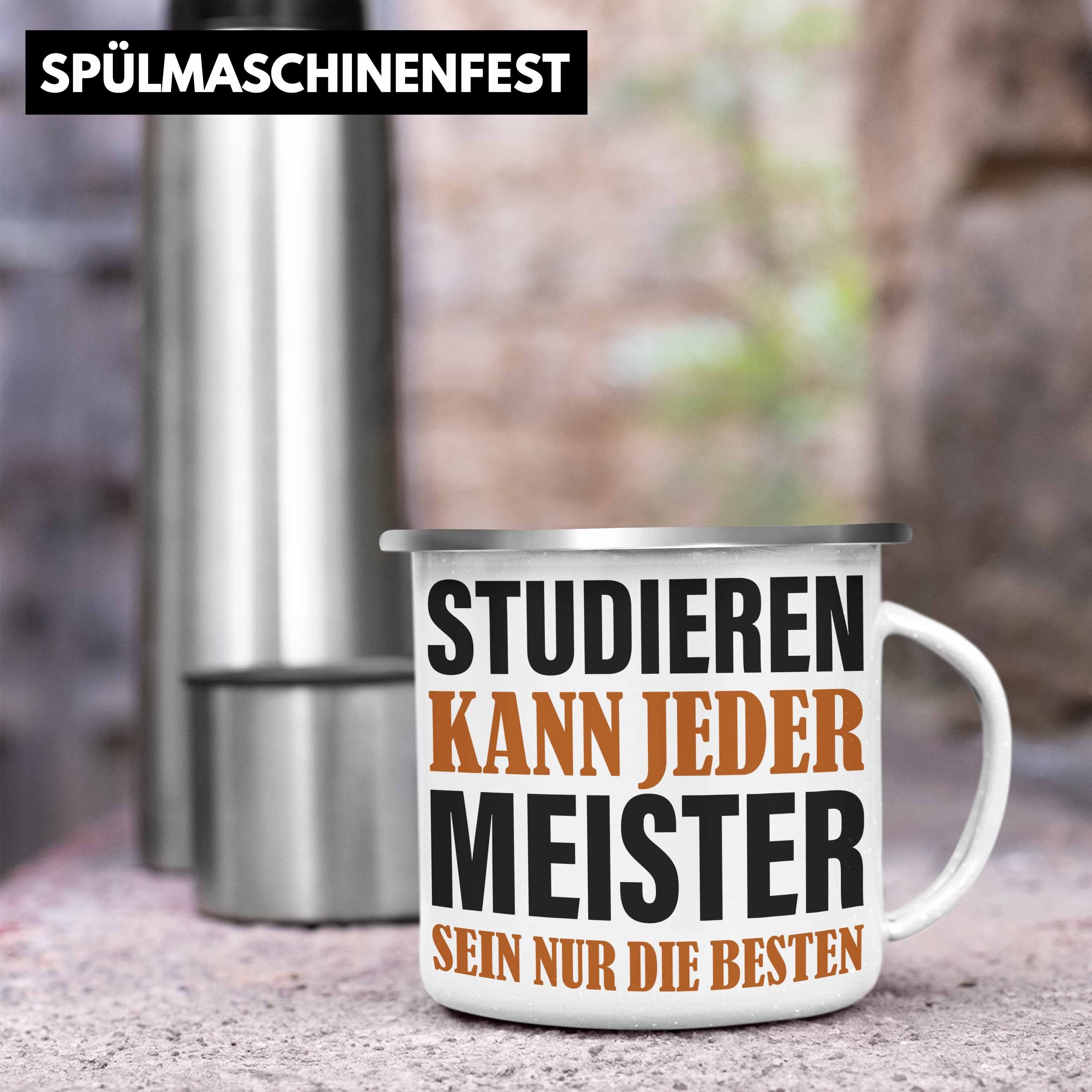 Trendation Thermotasse Trendation Bestanden Metallbauer Elektronik Tassen Schreiner - Meisterprüfung Dachdecker Emaille Prüfung Maler Geschenke Meister Männer Elektrotechnik Silber