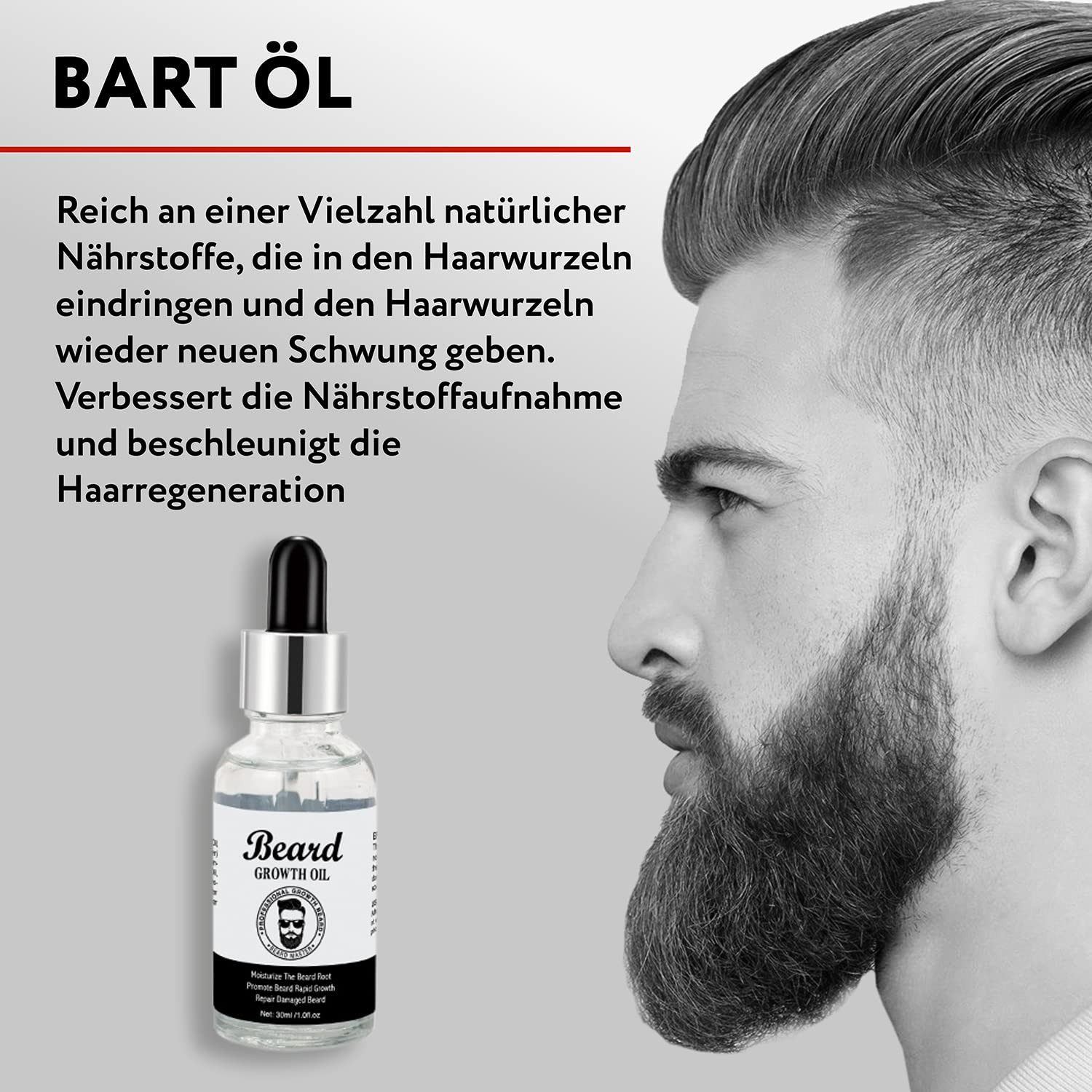 P-Beauty Cosmetic Accessories Bartpflege-Set mit Shampoo Bartöl Pflegebalsam Wachs Geschenkset Männer, 1-tlg.