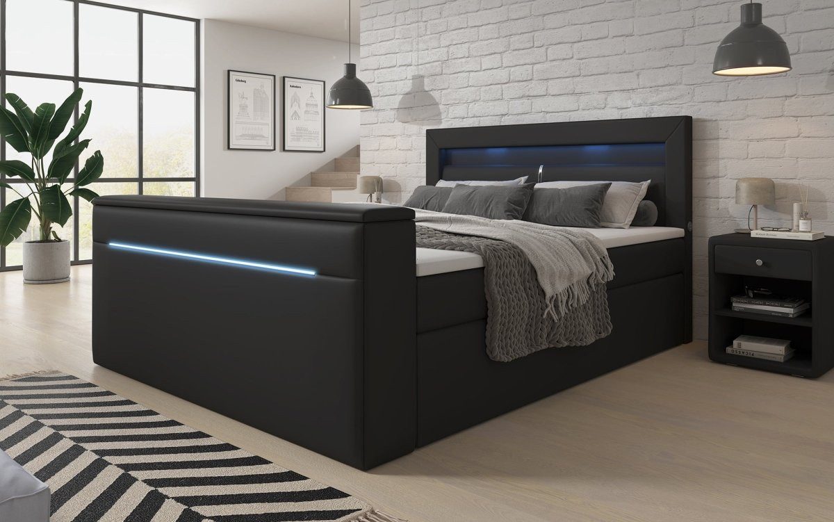 Luxusbetten24 Boxspringbett Repos, mit TV Lift, USB und LED günstig online kaufen