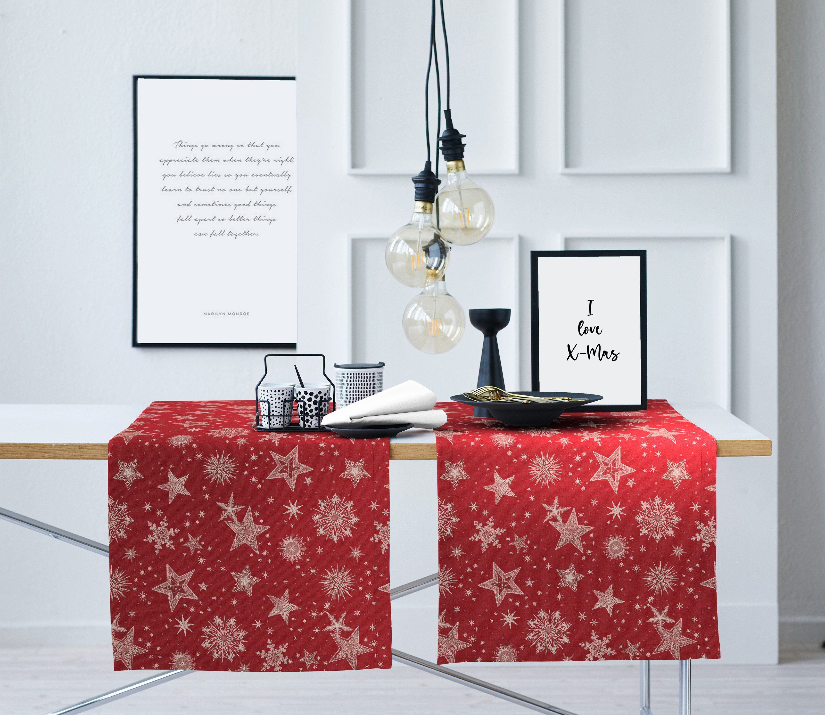 Tischläufer Weihnachten (1-tlg), Lurex-Jacquardgewebe rot/goldfarben APELT 9602 Weihnachtsdeko, ELEGANCE, CHRISTMAS