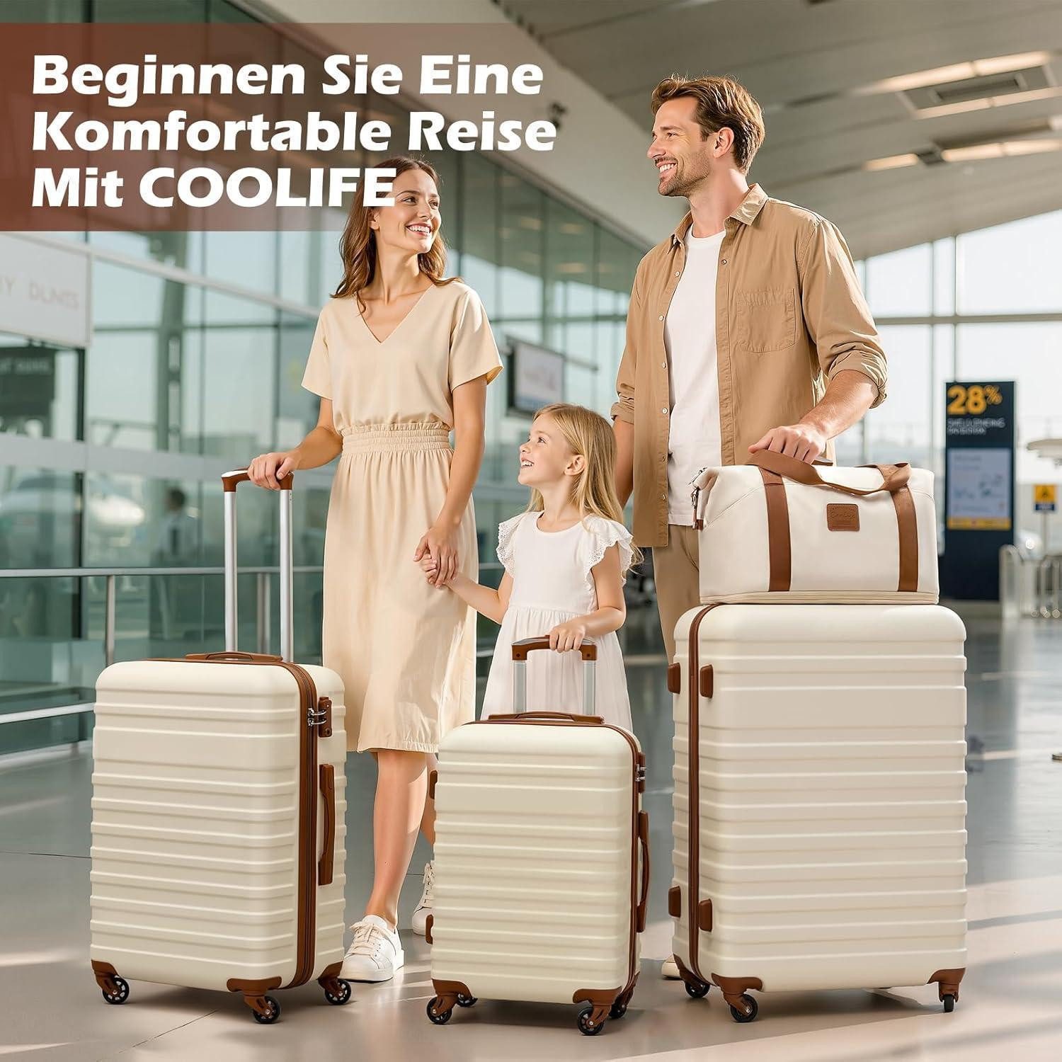 LuxusKollektion Kofferset Hartschalen Koffer Set 5tlg, TSA Schloss, 4 Rollen, Lotusrosa