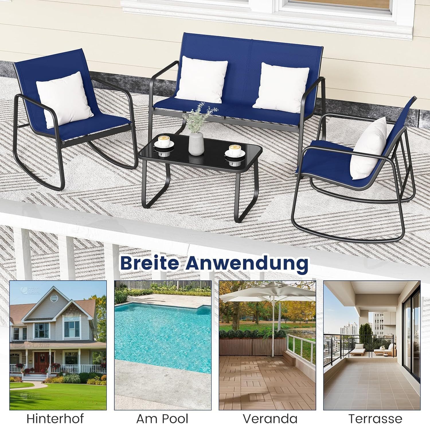 KOMFOTTEU Sitzgruppe, (Set, 4-tlg), 4 Personen Terrassenmöbel