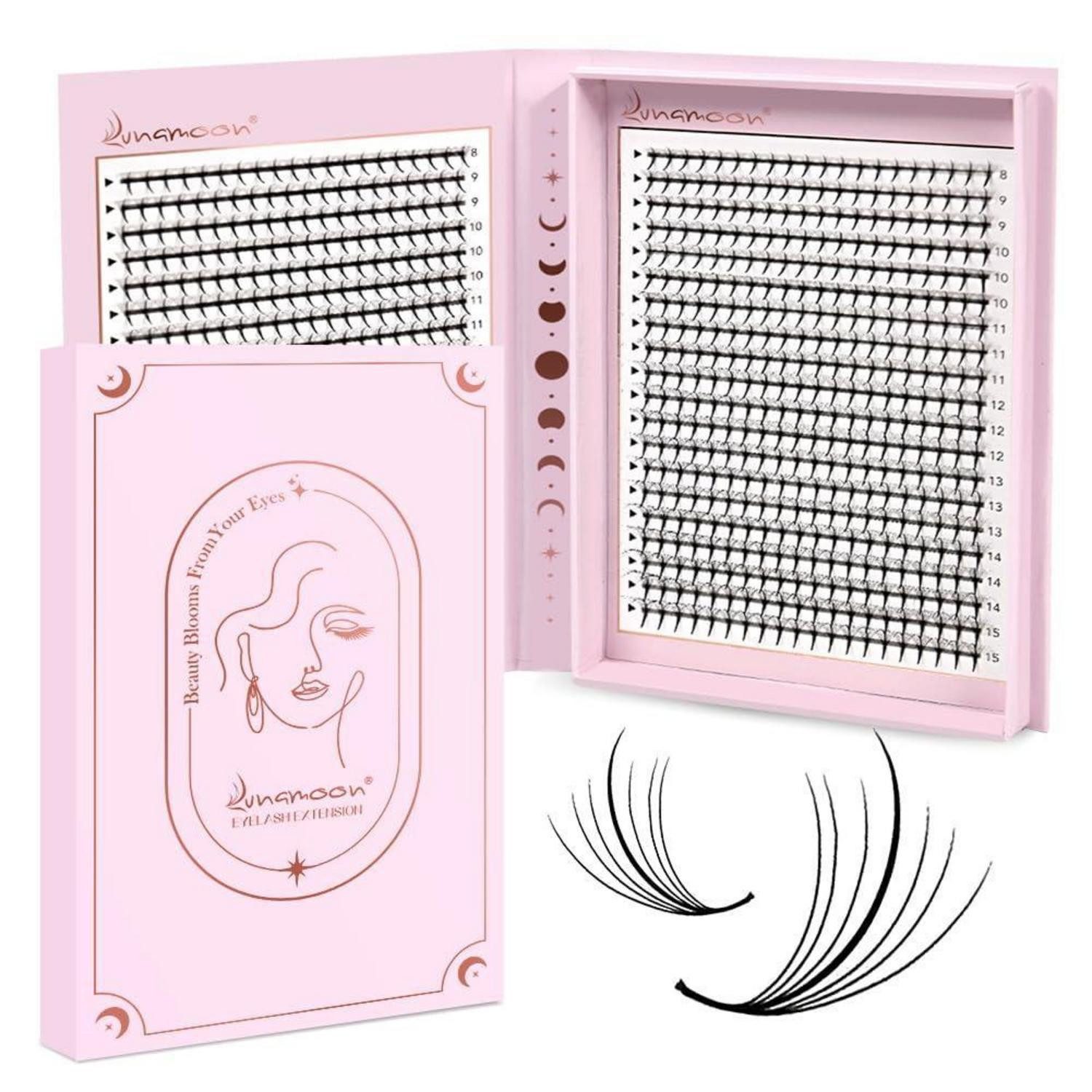 LuxusKollektion Einzelwimpern Vorgefertigte Fächer Wimpern 7D Volumen C-Curl 8-15mm
