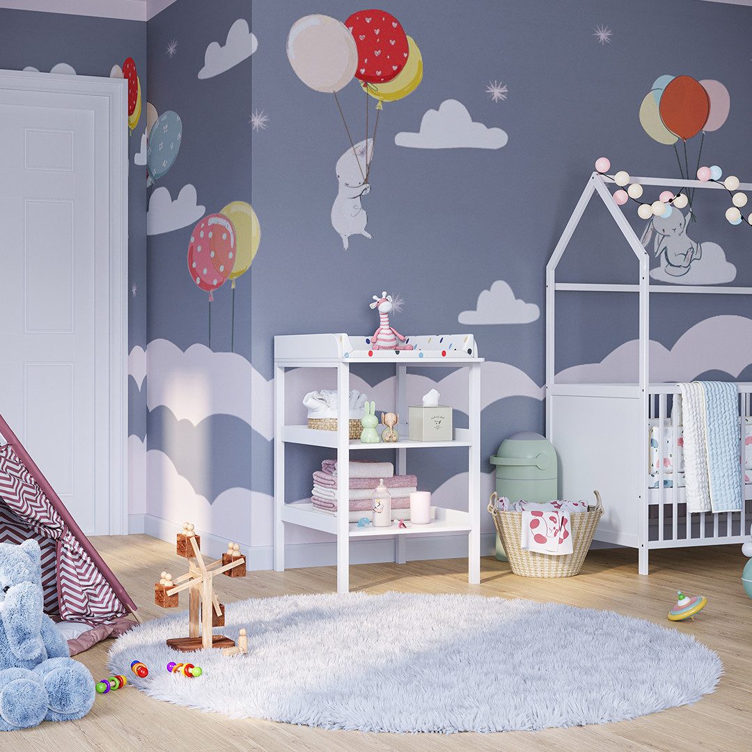 Bellabino Wickeltisch Bani, Wickelregal schmal, weiß, mit 2 Ablagefächern günstig online kaufen