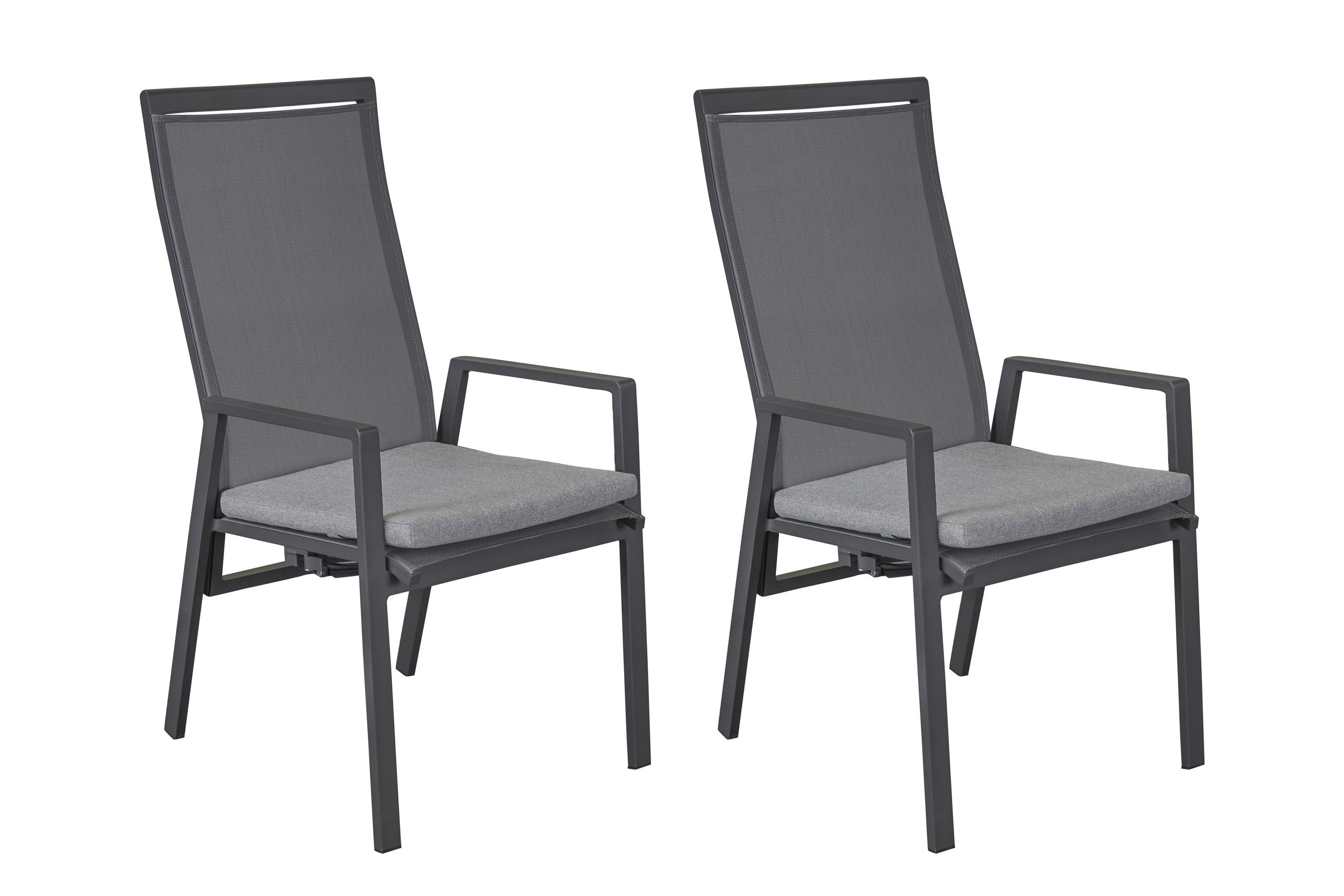 LC Garden Gartenstuhl LC Garden »Sunfort« Gartenstuhl grau Positionsstuhl verstellbar (2 St)