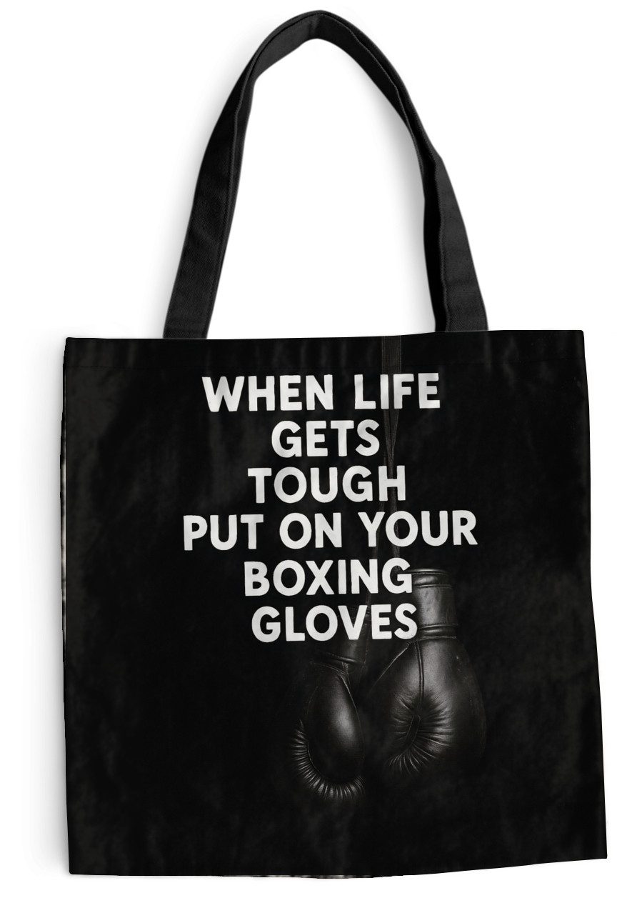 MuchoWow Shopper Text - Boxhandschuhe - Weiß, Handtasche, Damen und Herren, Schultertasche, Umhängetasche, Tote Bag