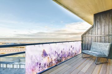MuchoWow Balkonsichtschutz Lavendel - Schmetterling - Natur (1-St) Balkonbanner, Sichtschutz für den Balkon, Robustes und wetterfest