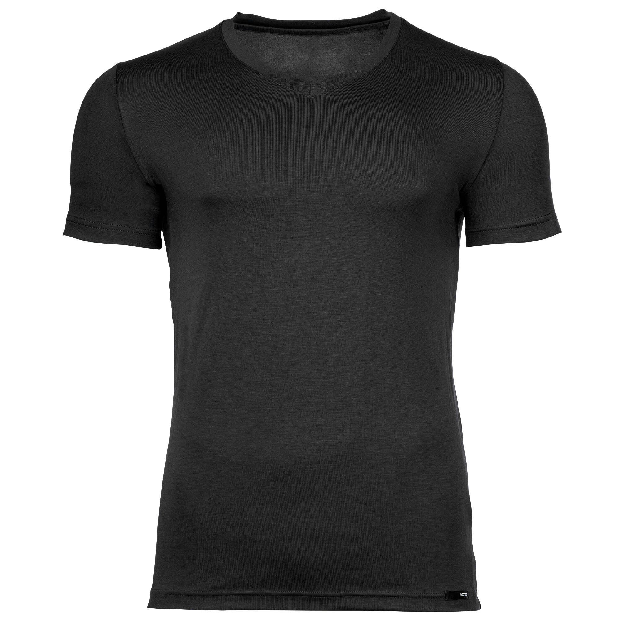 Hom T-Shirt Herren T-Shirt V Neck - Lyocell soft Tee-Shirt V Schwarz