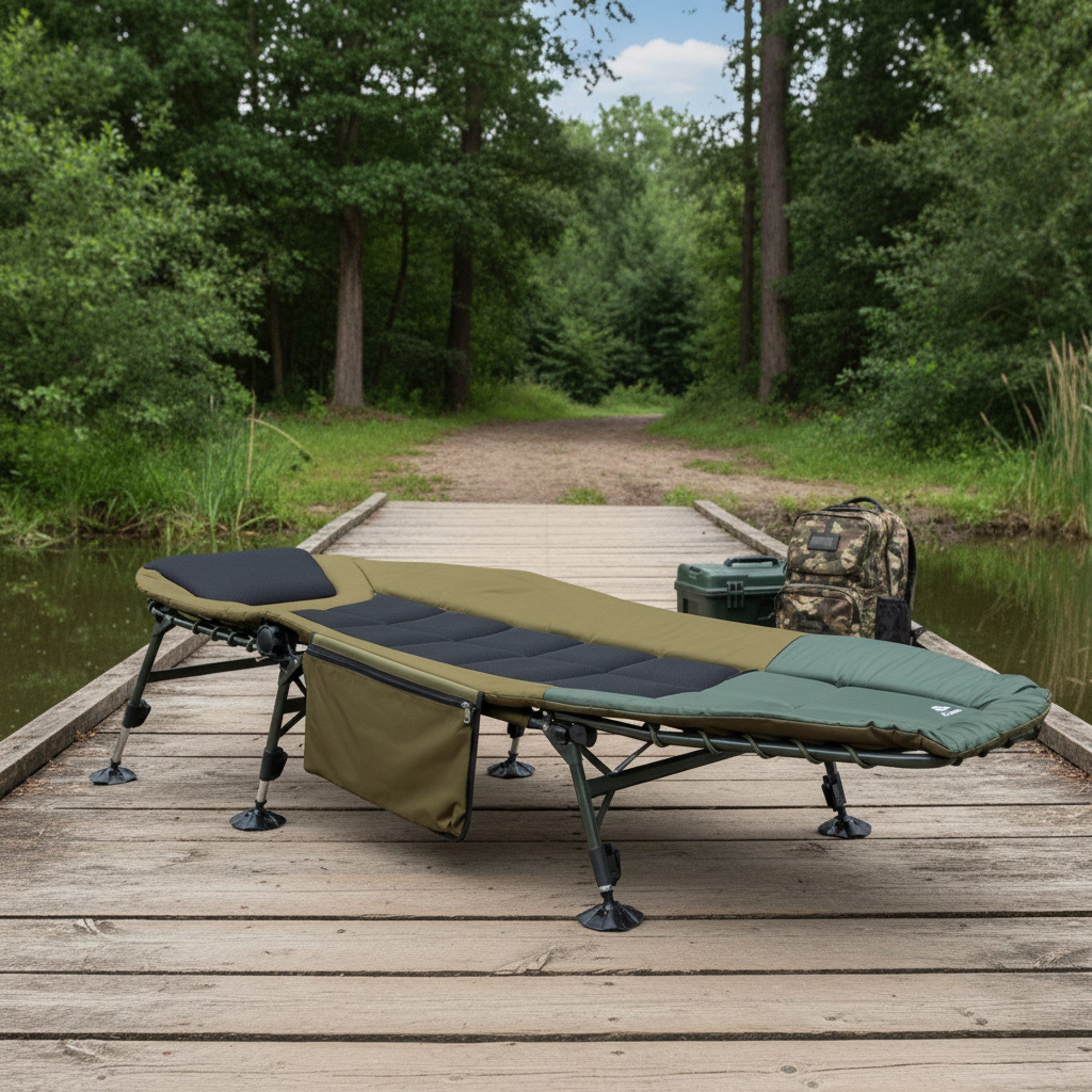 CampFeuer Angelliege Karpfenliege XXL, 200 x 81 x 41-98 cm, Campingliege, faltbar Einfach auf- und abzubauen – Bild 2 von 5