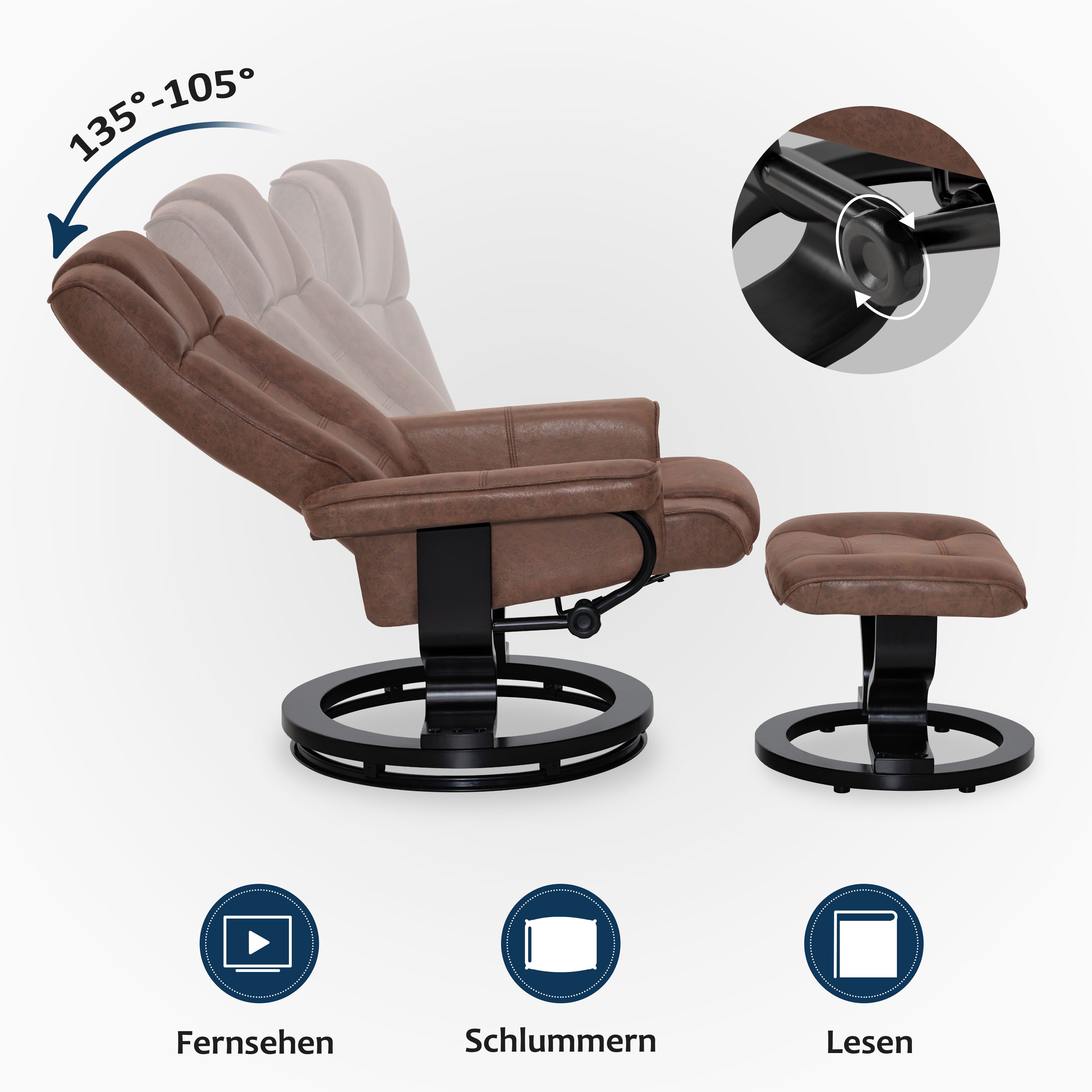 MCombo TV-Sessel M MCombo Relaxsessel mit Hocker Fernsehsessel 9019 (M MCombo Relaxsessel mit Hocker), mit Relaxfunktion – Bild 4 von 5