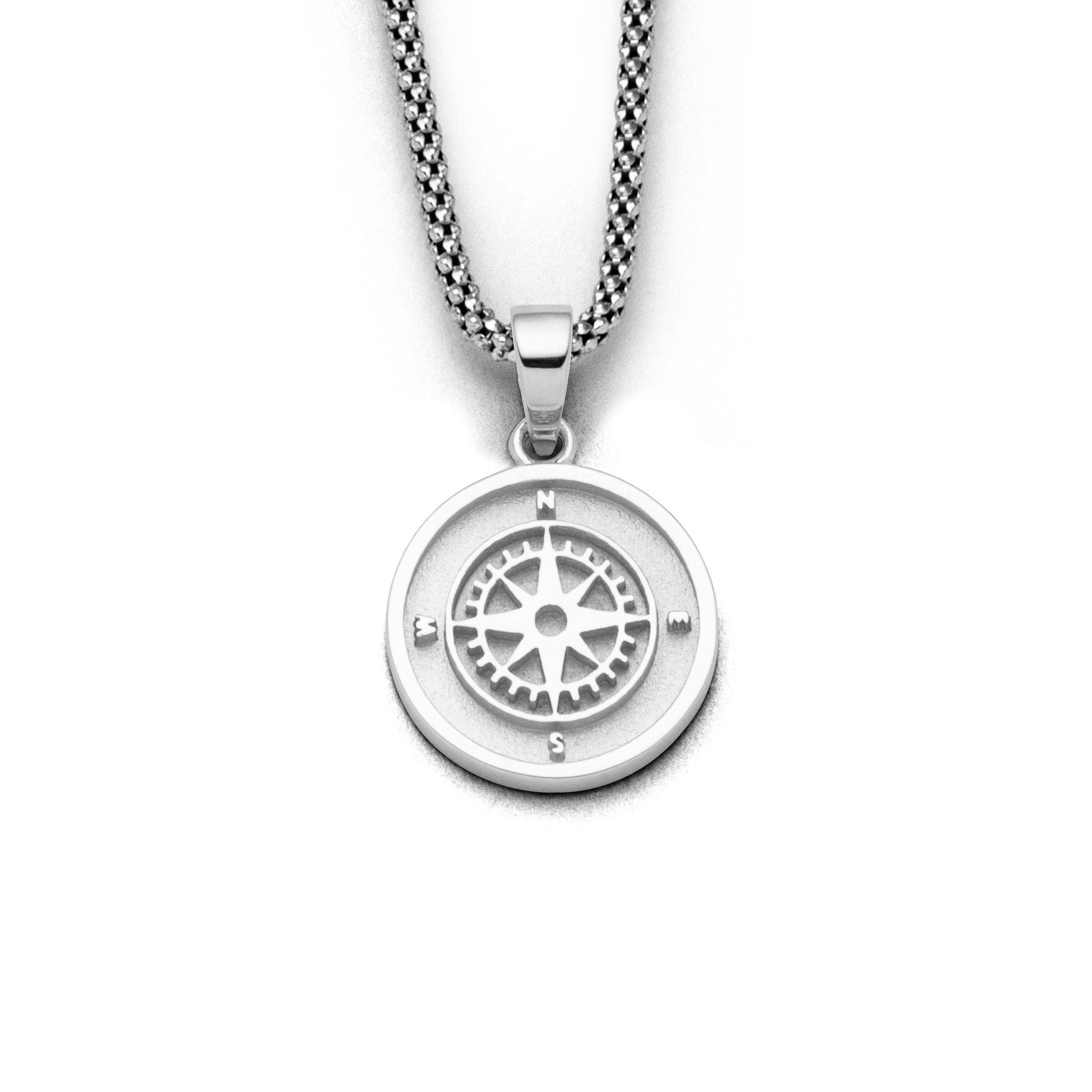 Kettenanhänger DUR Schmuck: Anhänger "Kompassrose 2.0" 925er Sterlingsilber, hell rho