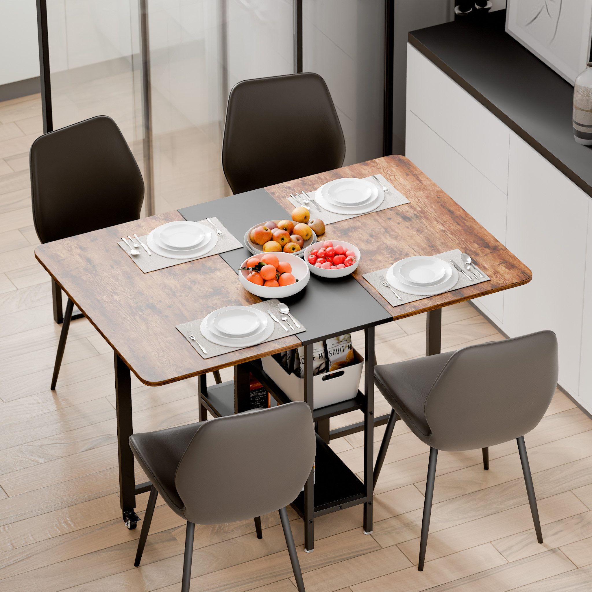 Mondeer Esstisch Klappbarer (1 Tisch), Gestell aus Metall, mit Zwei offene günstig online kaufen