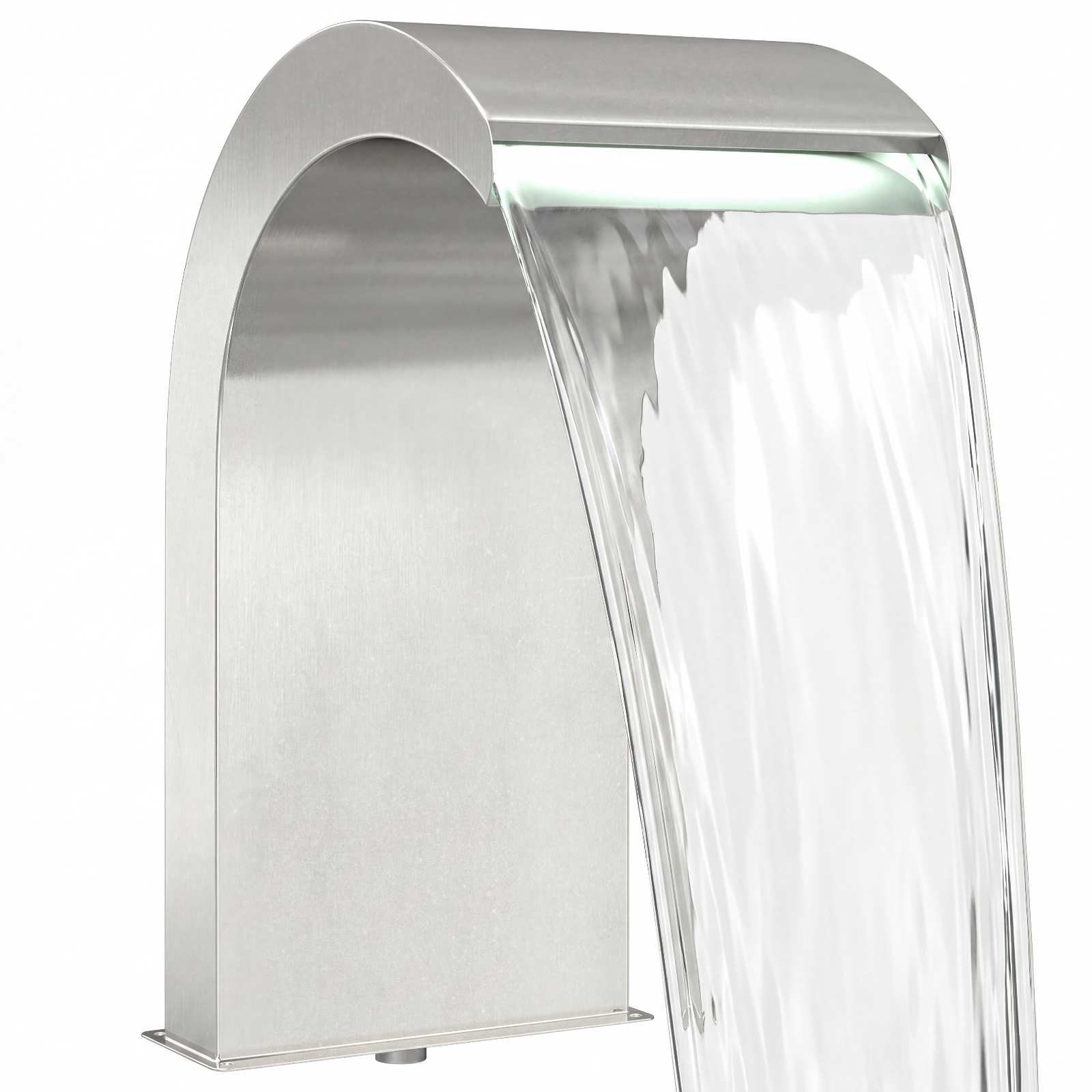 vidaXL Wasserfall Pool-Wasserfall mit LED Edelstahl 304 45 x 30 x 65 cm Silber, (1 tlg)