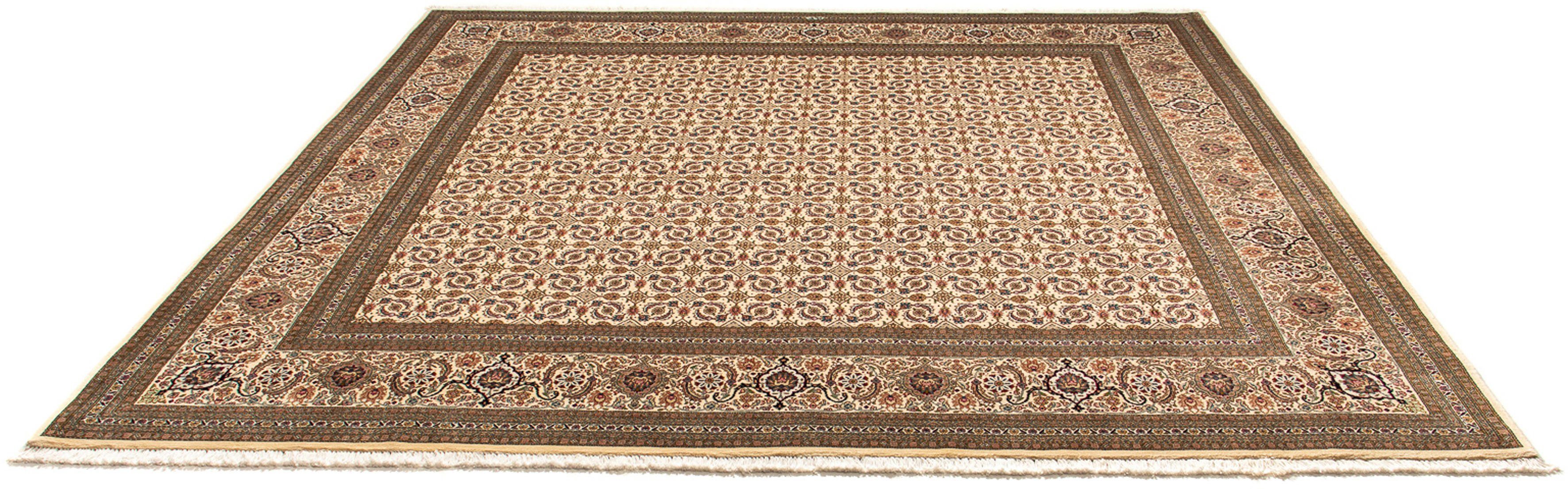 Orientteppich Perser - Täbriz quadratisch - 248 x 243 cm - beige, morgenland, quadratisch, Höhe: 10 mm, Wohnzimmer, Handgeknüpft, Einzelstück mit Zertifikat
