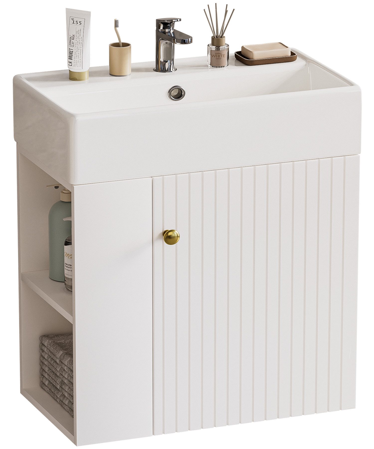 Yorbay Waschtisch Badmöbel Waschtischunterschrank (Breite 55 cm, Badschrank günstig online kaufen