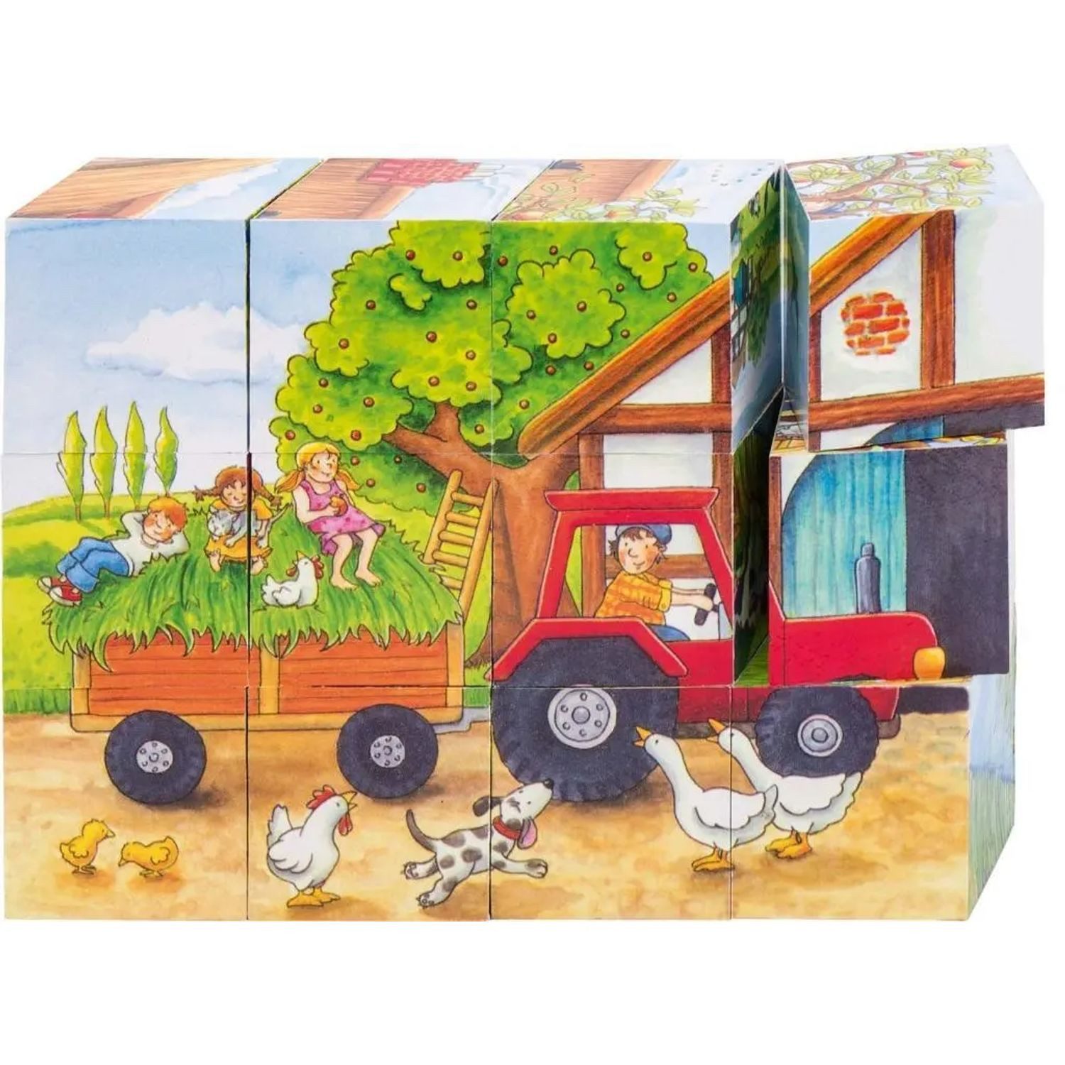 Gollnest & Kiesel Puzzle Würfelpuzzle Jahreszeiten Bauernhof, Puzzleteile