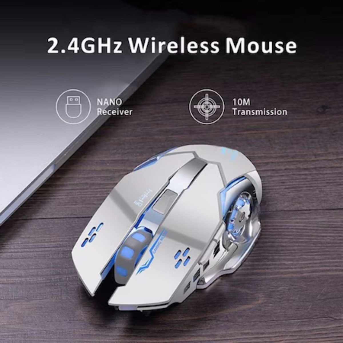 Novzep Gaming-Maus,mit 7 Farben LEDs,Wireless Maus,mit 2.4G USB-Empfänger Maus