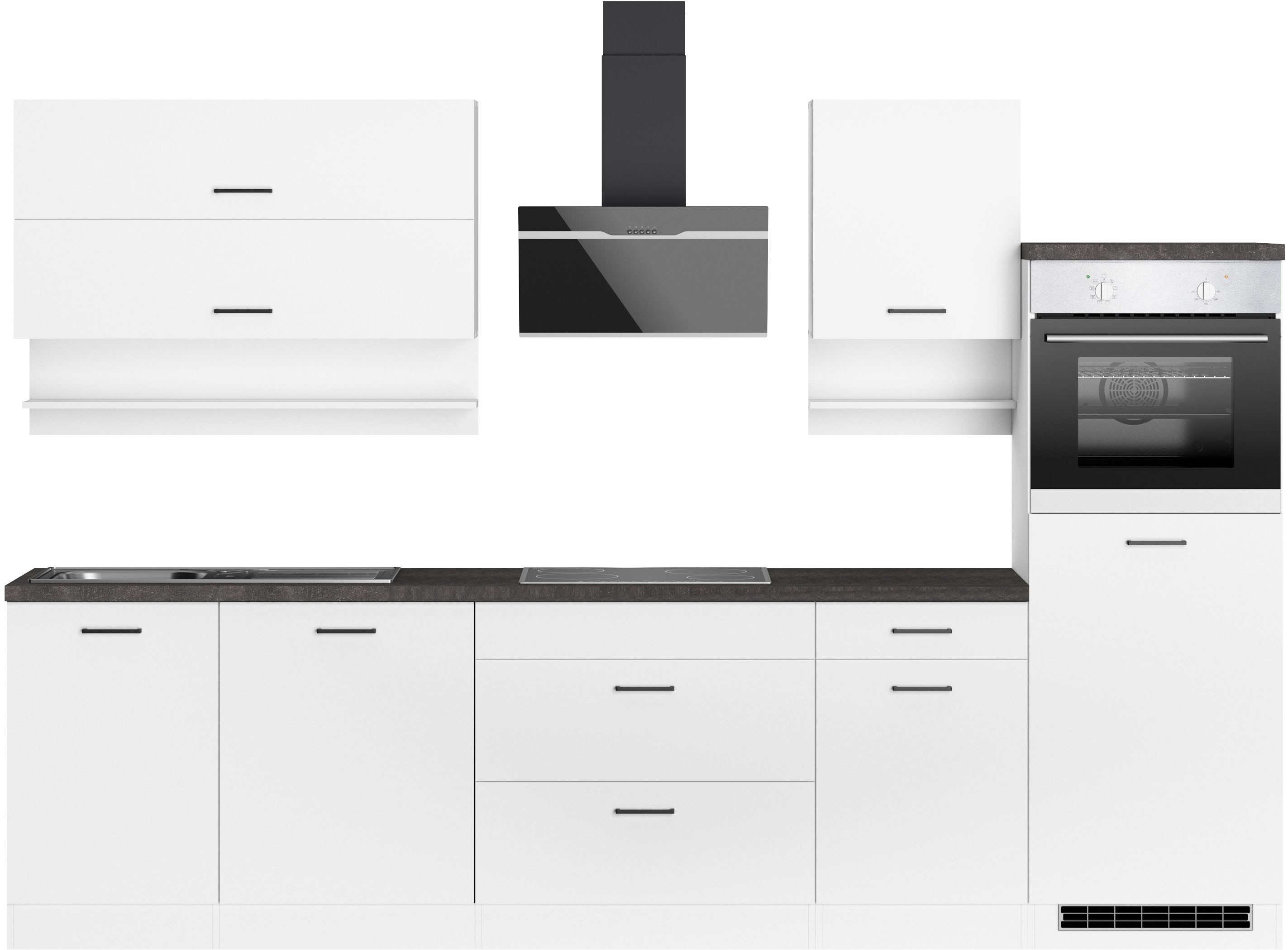 KOCHSTATION Küchenzeile KS-Frieda Breite 300 cm, wahlweise mit E-Geräten, mit 38mm starker Arbeitsplatte