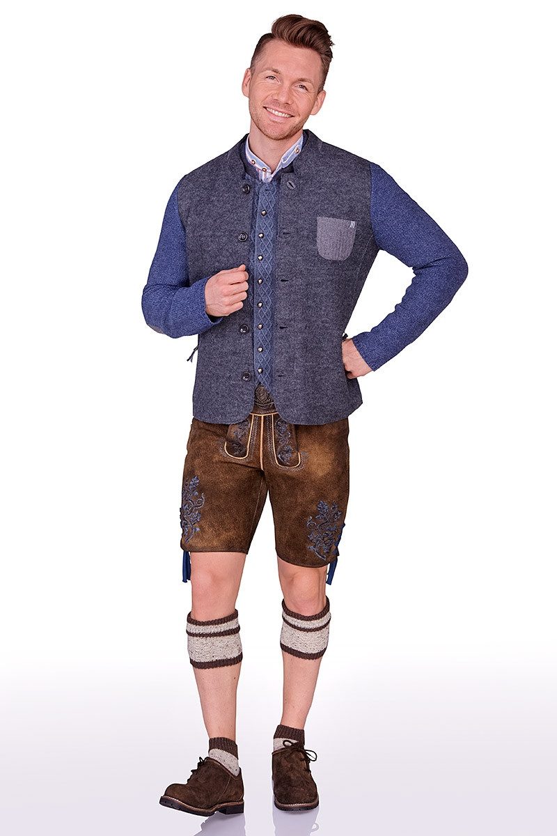 Spieth & Wensky Trachtenjanker Walk/Strick Janker Herren - NEURIED - grau/blau