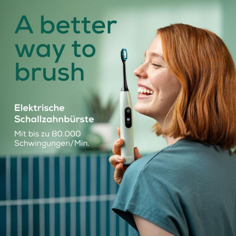 BEURER Elektrische Zahnbürste SC 50, Aufsteckbürsten: 2 St., Mit Andrucksensor, 80.000 Schwingungen/Min und 2-Minuten Timer