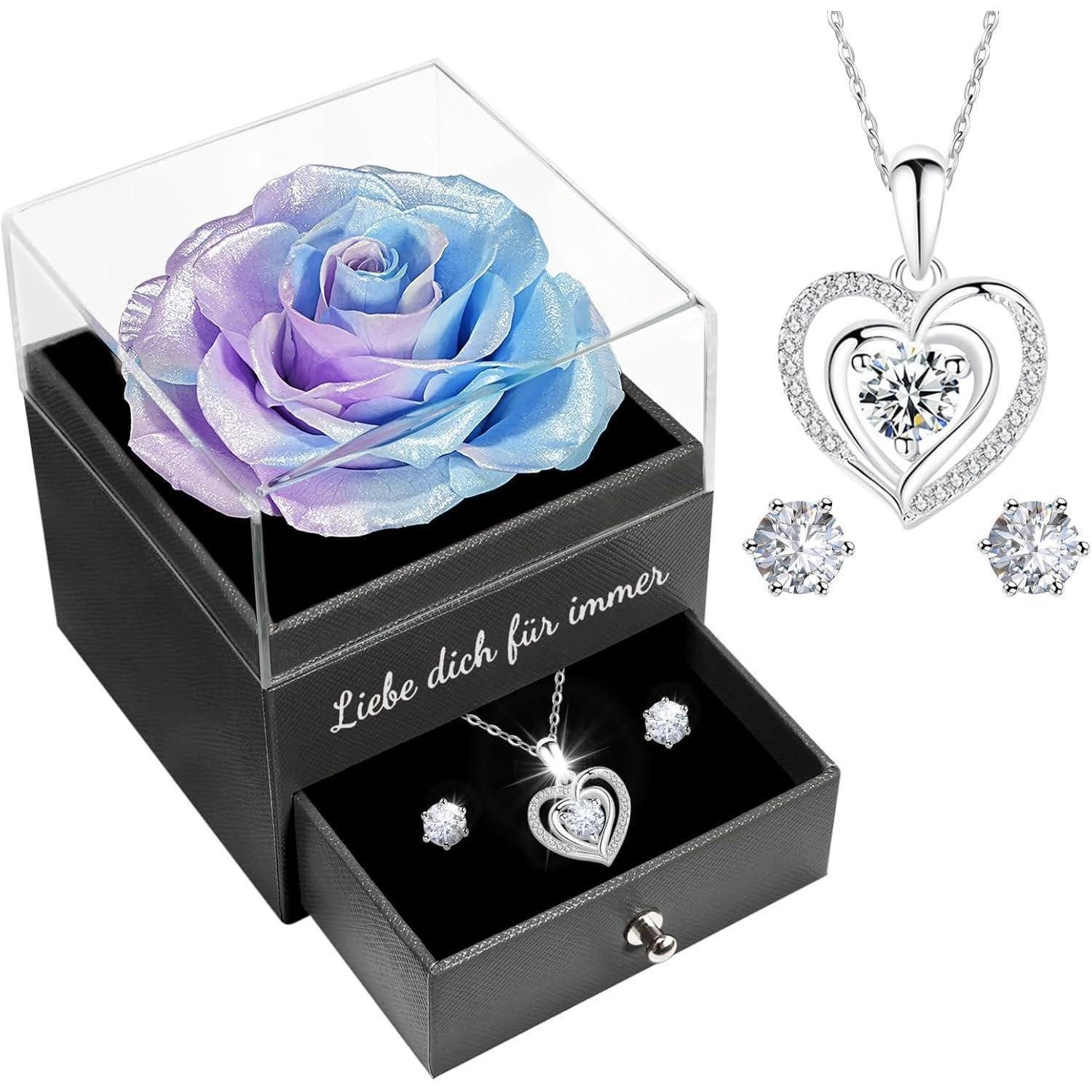 LuxusKollektion Geschenkbox Ewige Rose Geschenkbox mit Halskette und Ohrringe, 925 Sterlingsilber (1 St)