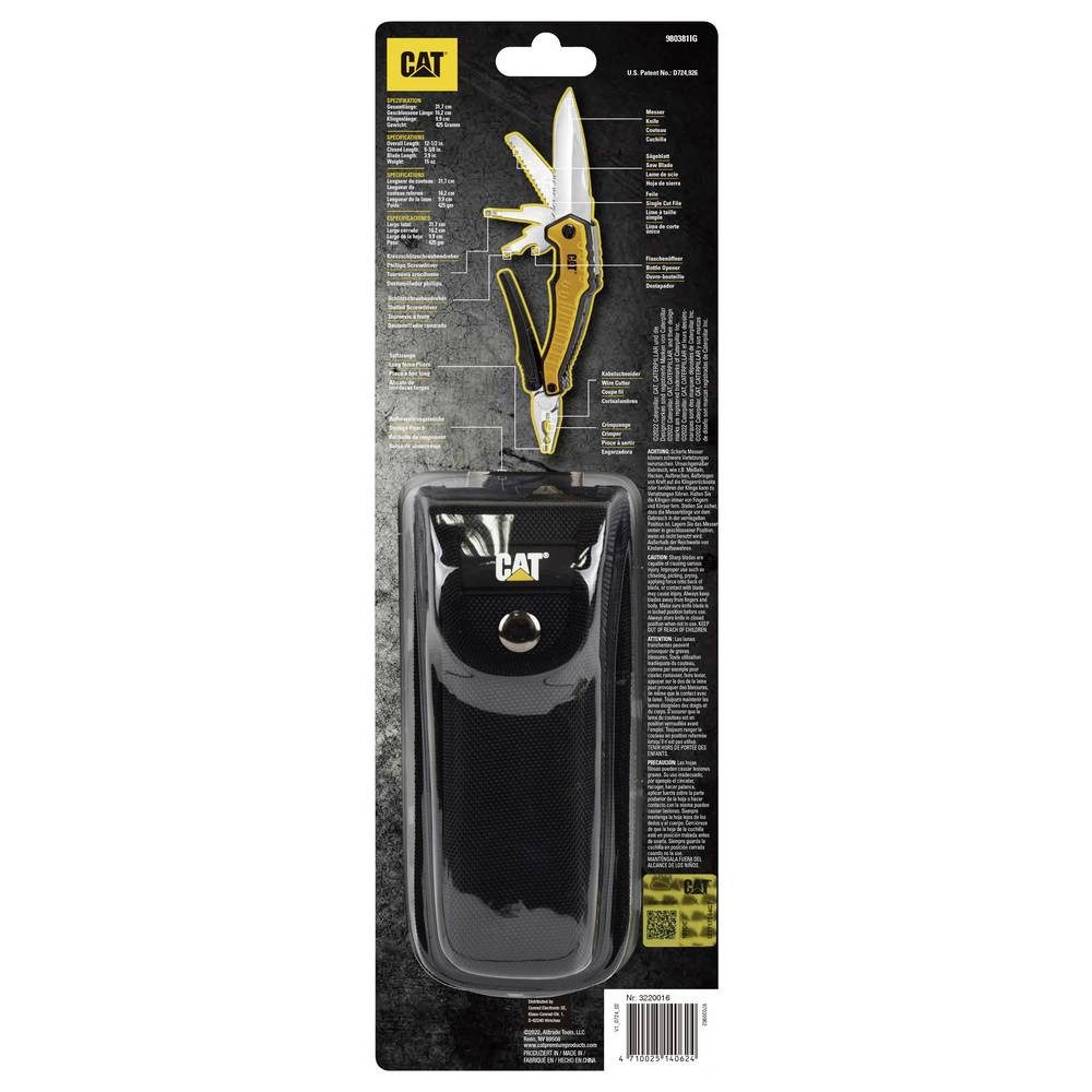 CAT Taschenmesser 9-in-1 XL Multitool mit Messerklinge und Zange 980381LG