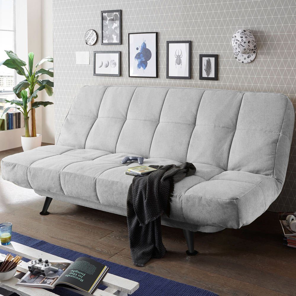 Lomadox Schlafsofa INSUL-09, mit Farbe silber 208x134 in in silver Bettkasten der cm