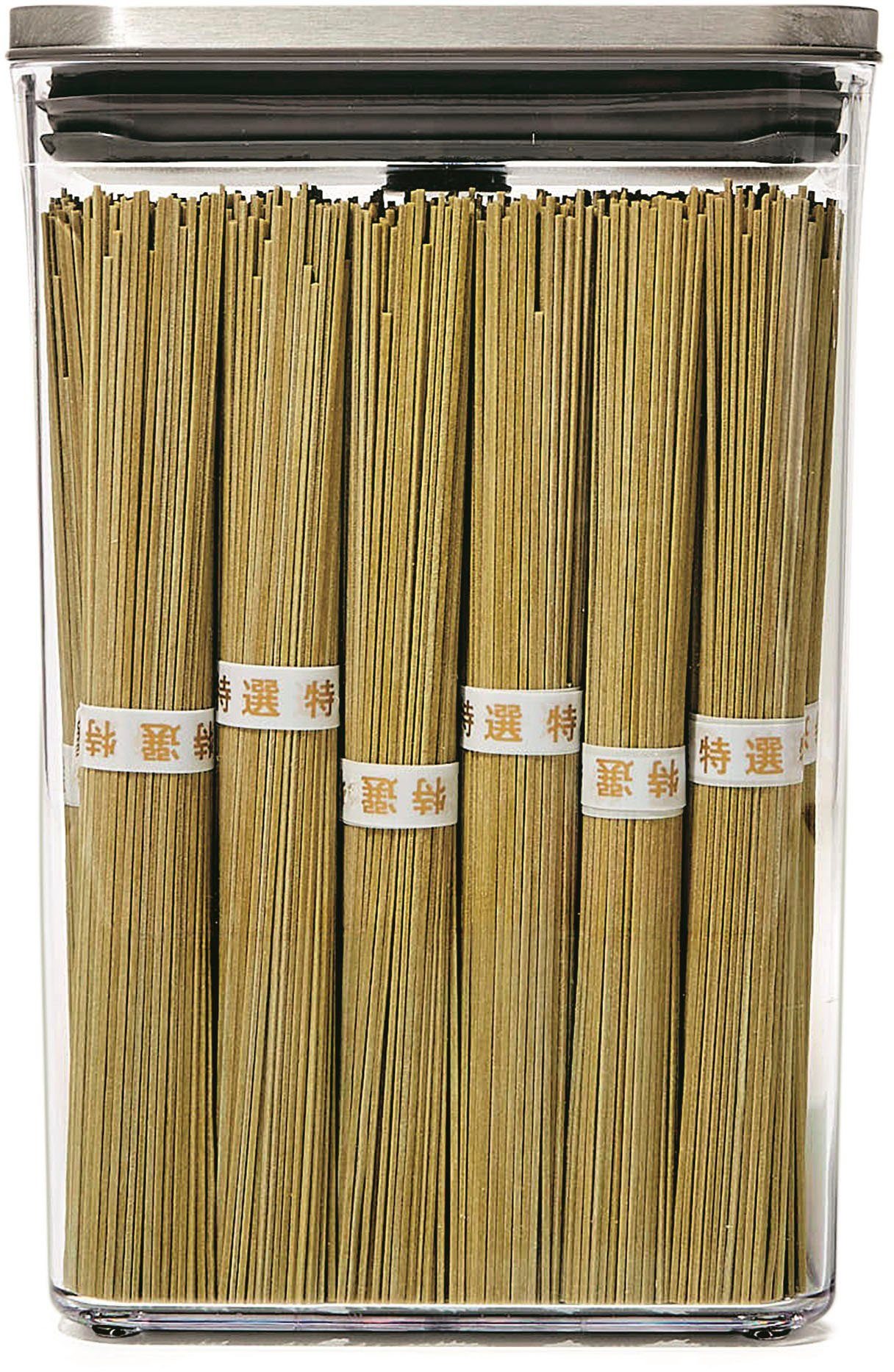 OXO Good Grips Vorratsdose, Borosilikatglas, Edelstahl, (1-tlg), POP-Behälter, rechteckig 2,6L