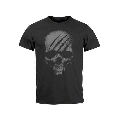 Neverless Print-Shirt Herren T-Shirt Totenkopf Skull Totenschädel Skelett Print Aufdruck Fas mit Print