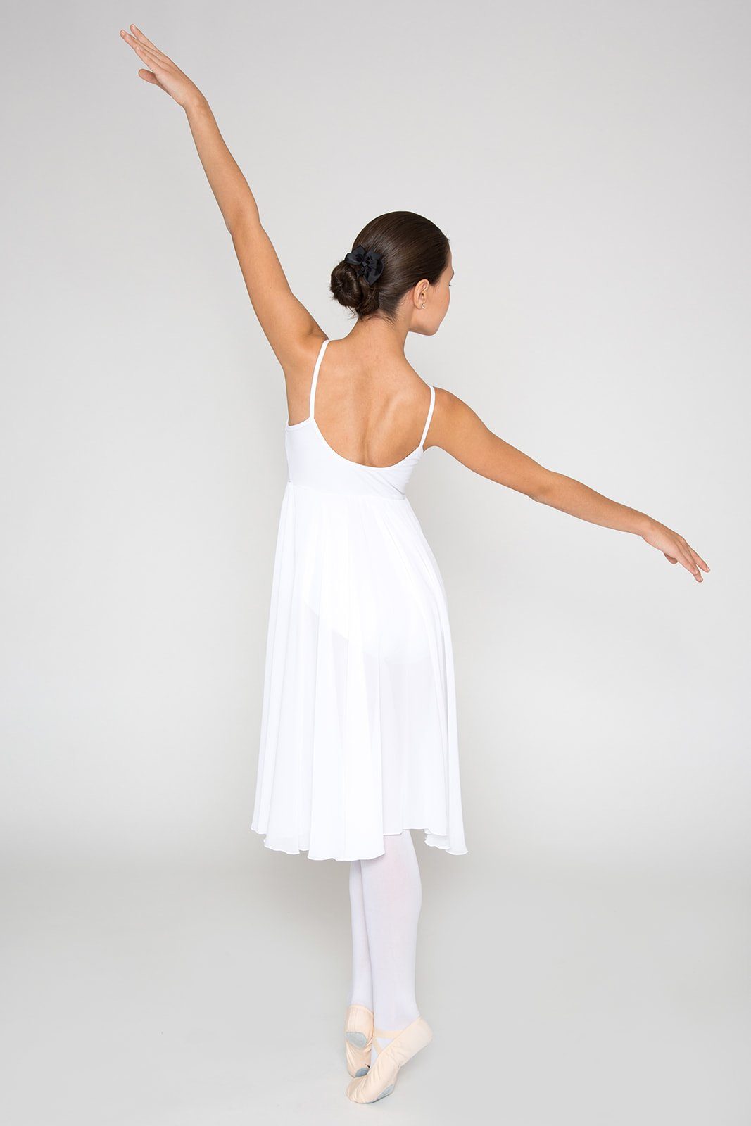 tanzmuster Chiffonkleid Ballettkleid Adelina im Empire Stil ärmelloser Ballettbody aus weichem Baumwollmischgewebe
