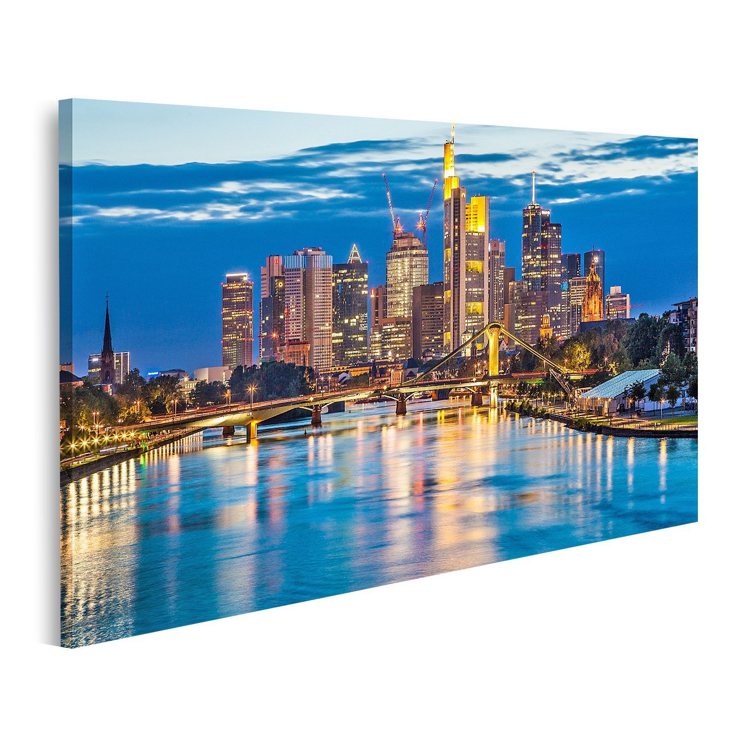 Leinwandbild Bild auf Leinwand Schöne Aussicht Auf Frankfurt Am Main Skyline An Der