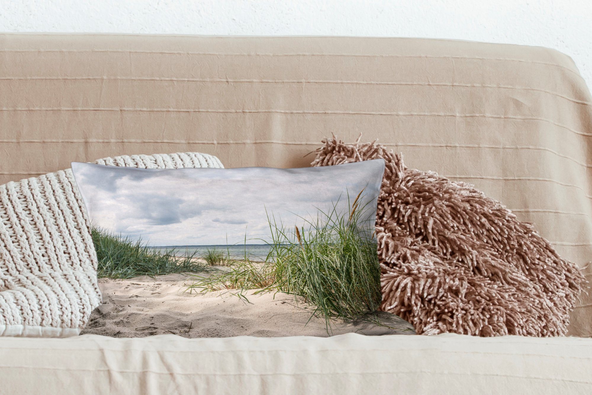 Sand mit Füllung, Schlafzimmer MuchoWow Deutschland, - Pflanzen Dekoration, Zierkissen, Dekokissen - Wohzimmer Dekokissen