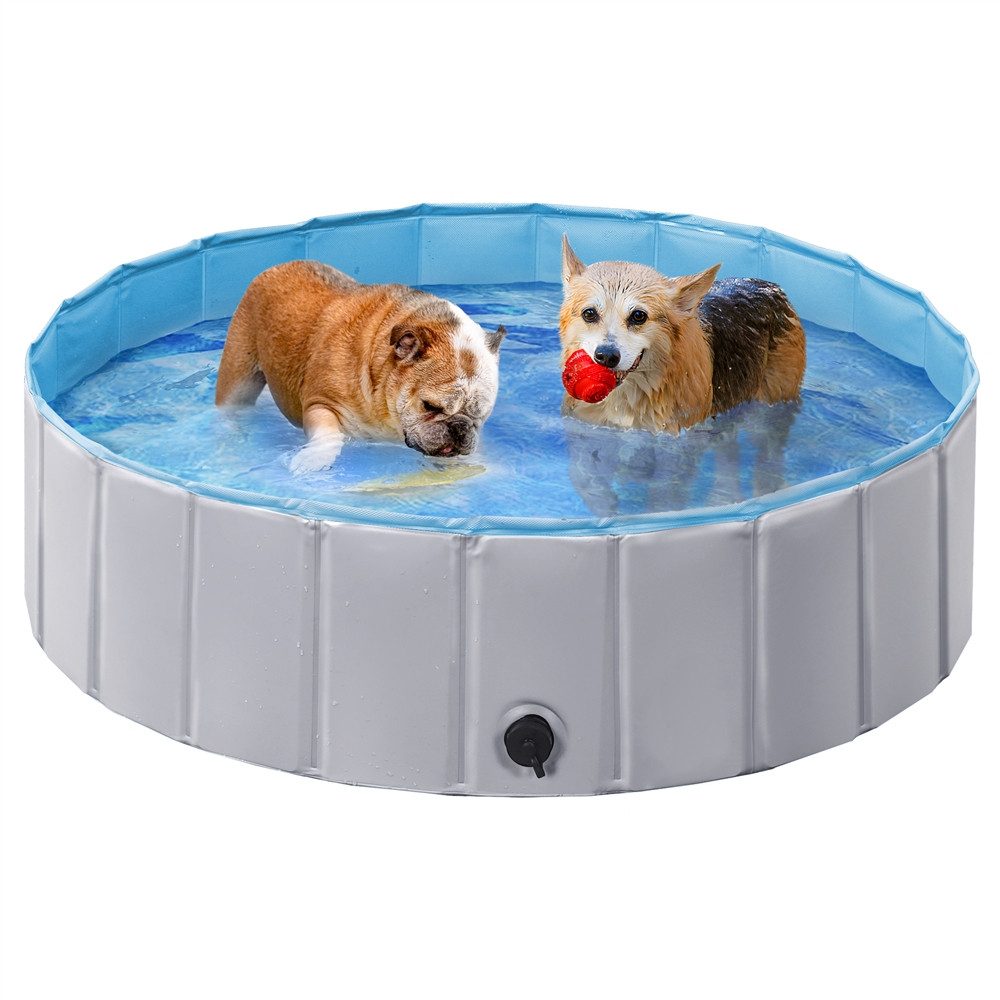 Yaheetech Hundepool Ø 100/120/140/160/180 cm, Planschbecken für Hunde Swimmingpool Hundebadewanne, faltbar