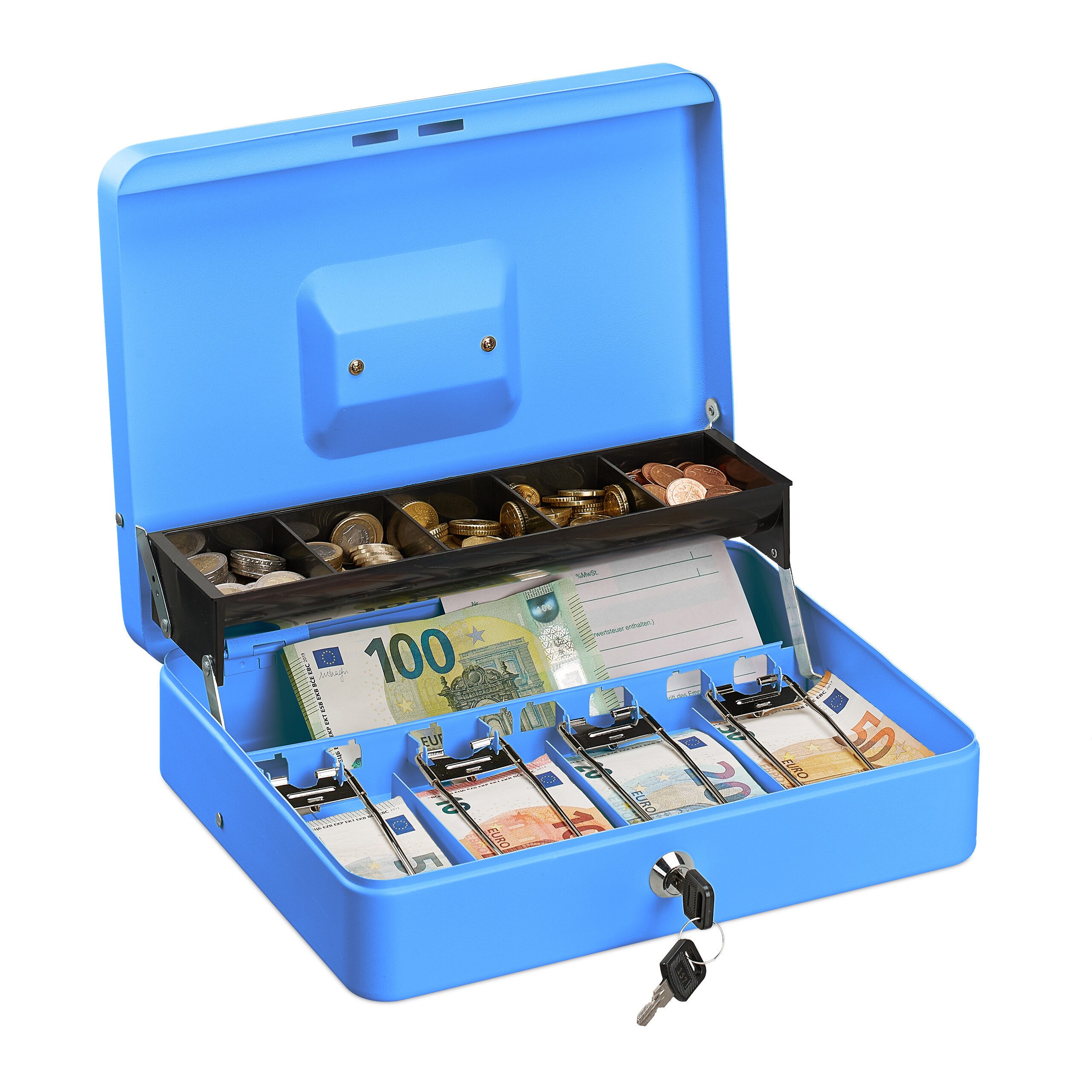 relaxdays Geldkassette Abschließbare Geldkassette, blau