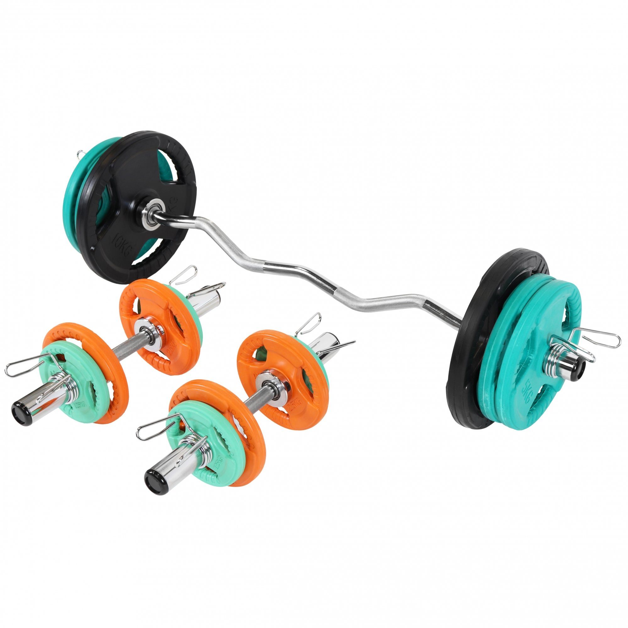 GORILLA SPORTS Hantel-Set Hantelset 75kg - SZ Curlstange, Kurzhanteln, 14 Hantelscheiben, 50mm, (Set)