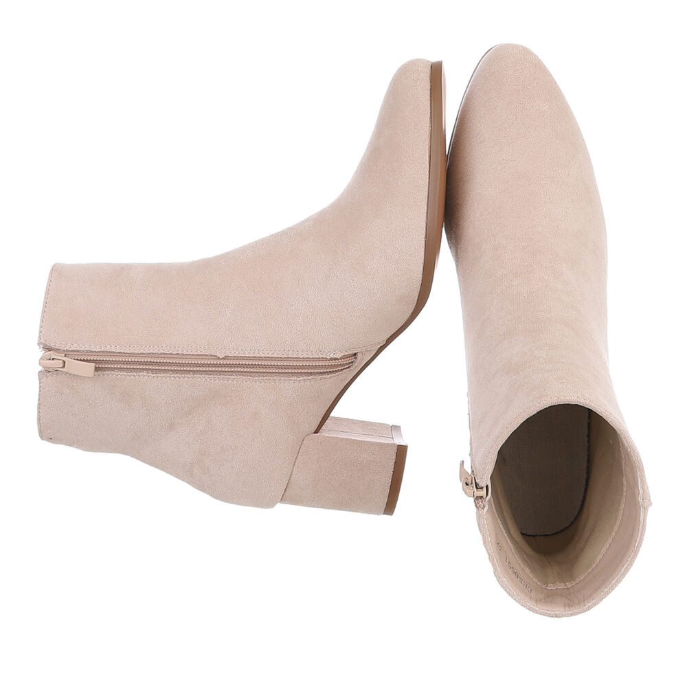 Ital-Design Damen Kniehochstiefel mit Blockabsatz, Schlupfform Stiefelette (92078816) Blockabsatz Stiefeletten in Beige