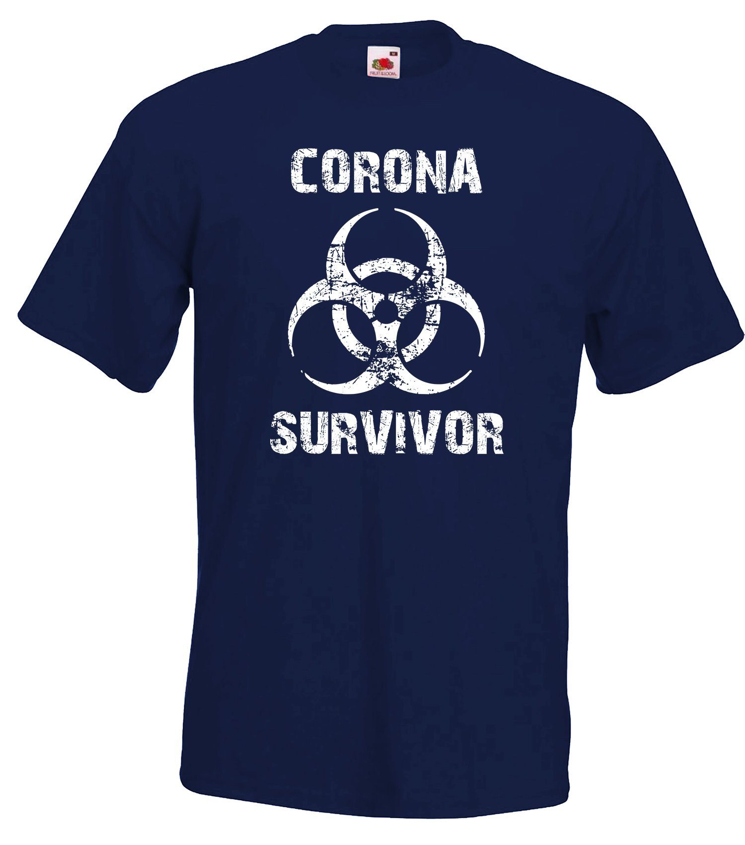 Youth Designz T-Shirt Corona Survivor Herren Shirt mit modischem Frontprint Navyblau