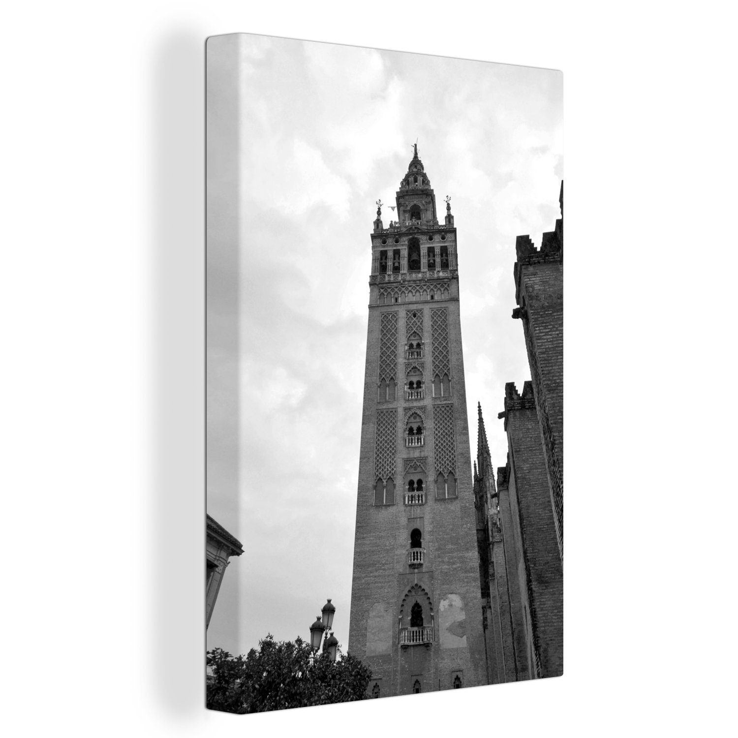 St), - fertig Turm cm 20x30 Sevilla Architektur, (1 Zackenaufhänger, inkl. Gemälde, bespannt Leinwandbild Leinwandbild - OneMillionCanvasses®