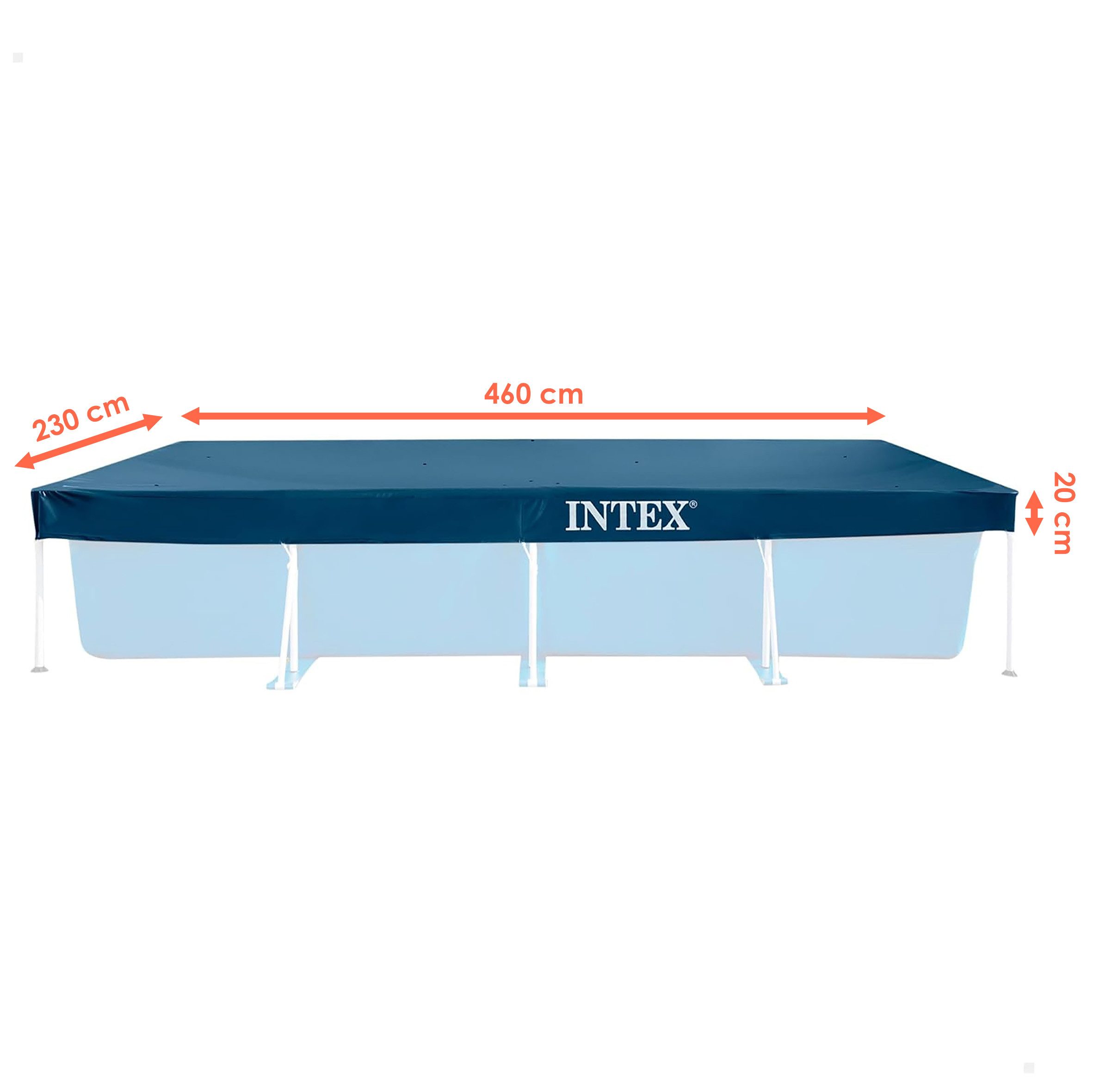 Intex Pool-Abdeckplane Poolabdeckung rechteckig blau - 460 x 220 cm (Anzahl, 1-St., Stück), mit Abflusslöchern zur Verhinderung von Wasseransammlungen