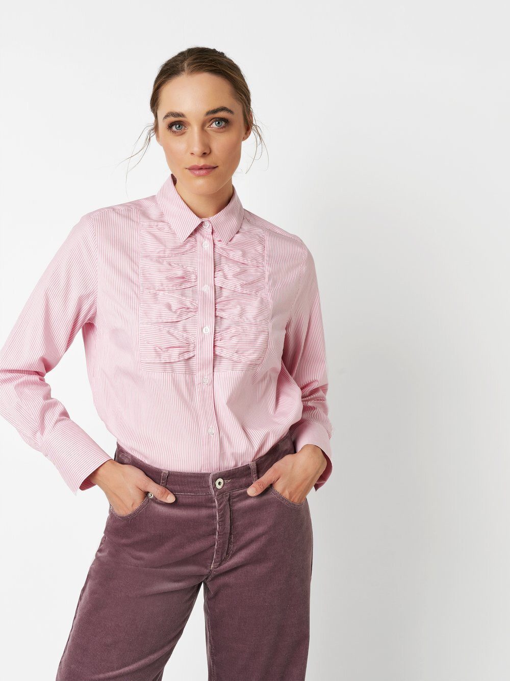 TONI Hemdbluse Alma mit feinen Streifen und Schleifendetail