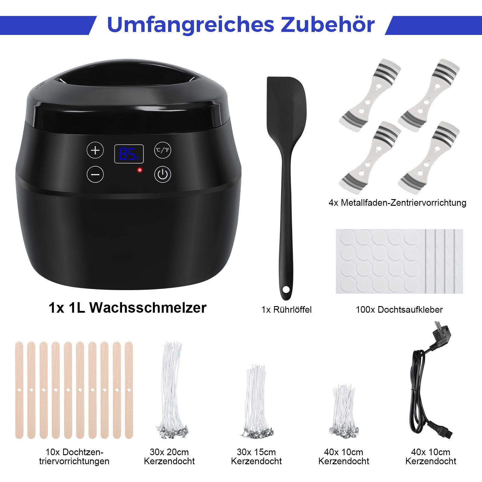 QUBEBU Duftkerze 1L Elektrischer Wachswärmer Kerzenherstellung Kit DIY Cand günstig online kaufen